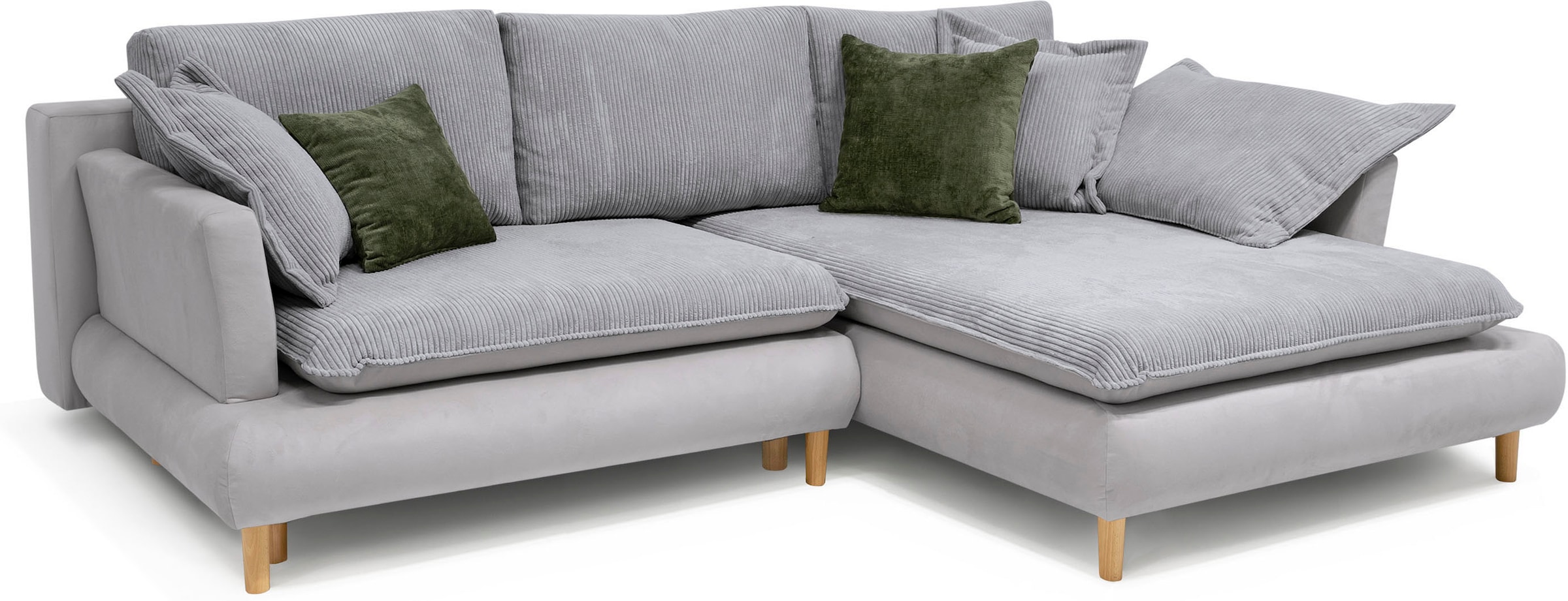 COLLECTION AB Ecksofa »Mandela L-Form, B: 264 cm« Bettfunktion, Bettkasten & 5 Zierkissen, Federkern