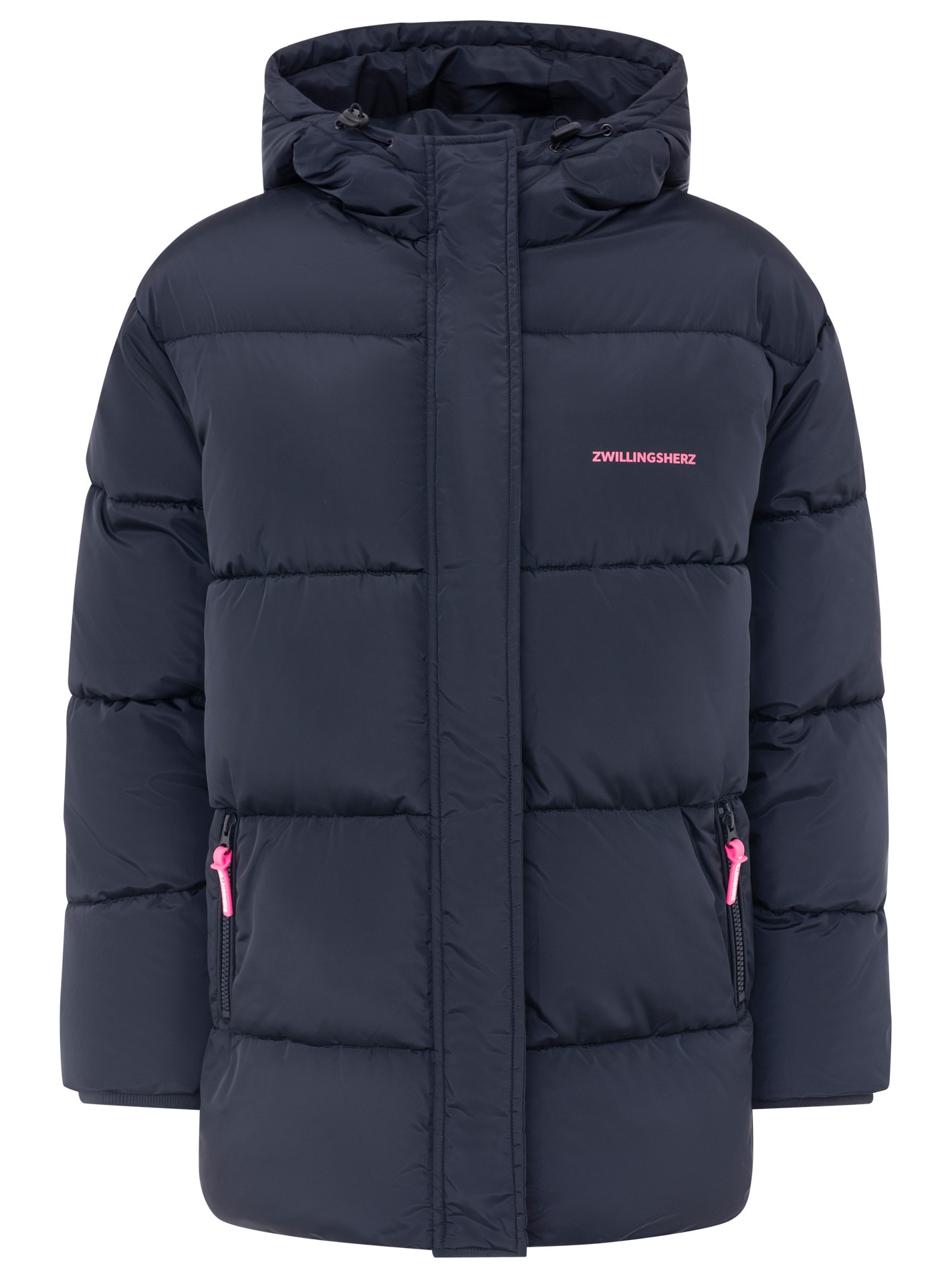 Zwillingsherz Veste matelassée »„Love More“« capuche avec cordon de serrage, fermeture éclair dissimulée, détails discrets