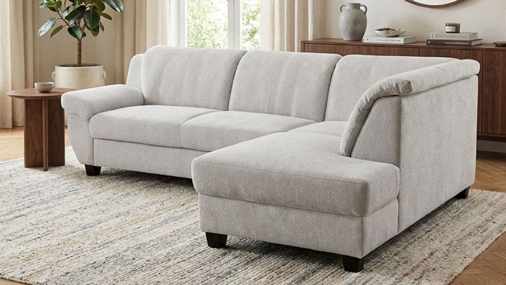 GOODproduct Ecksofa »Sillkeborg 254 x 186 cm, formschönes Sofa mit dunklen Füssen« aus pflegeleichtem, weichem Luxus-Microfaser