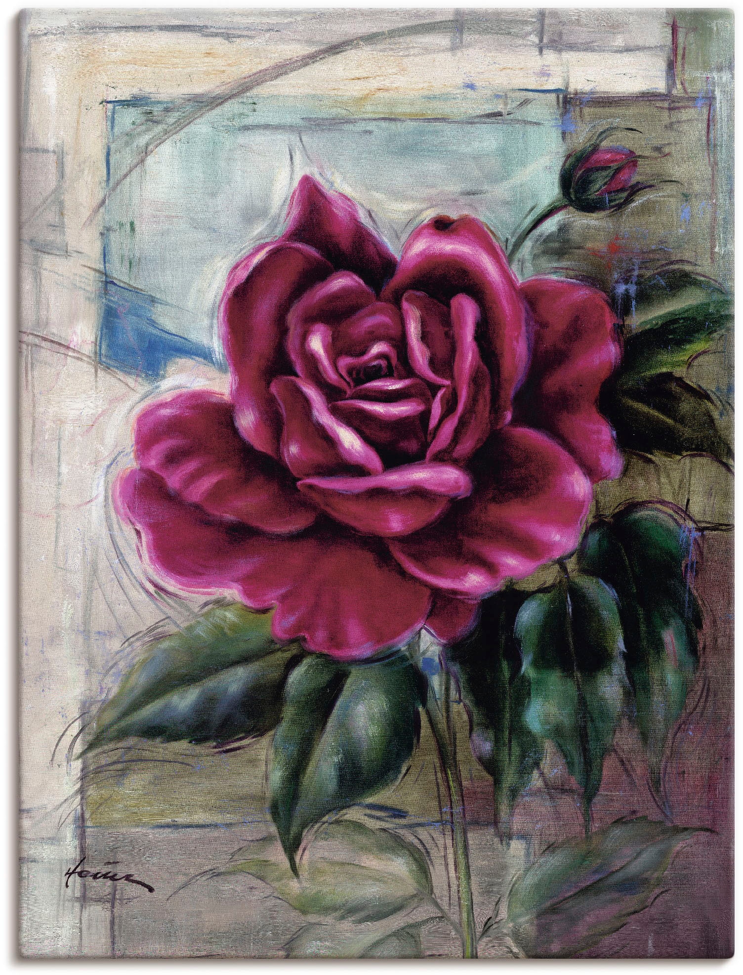 Image of Artland Leinwandbild "Rose II" Blumen 1 Stk. tlg. auf Holzrahmen gespannt