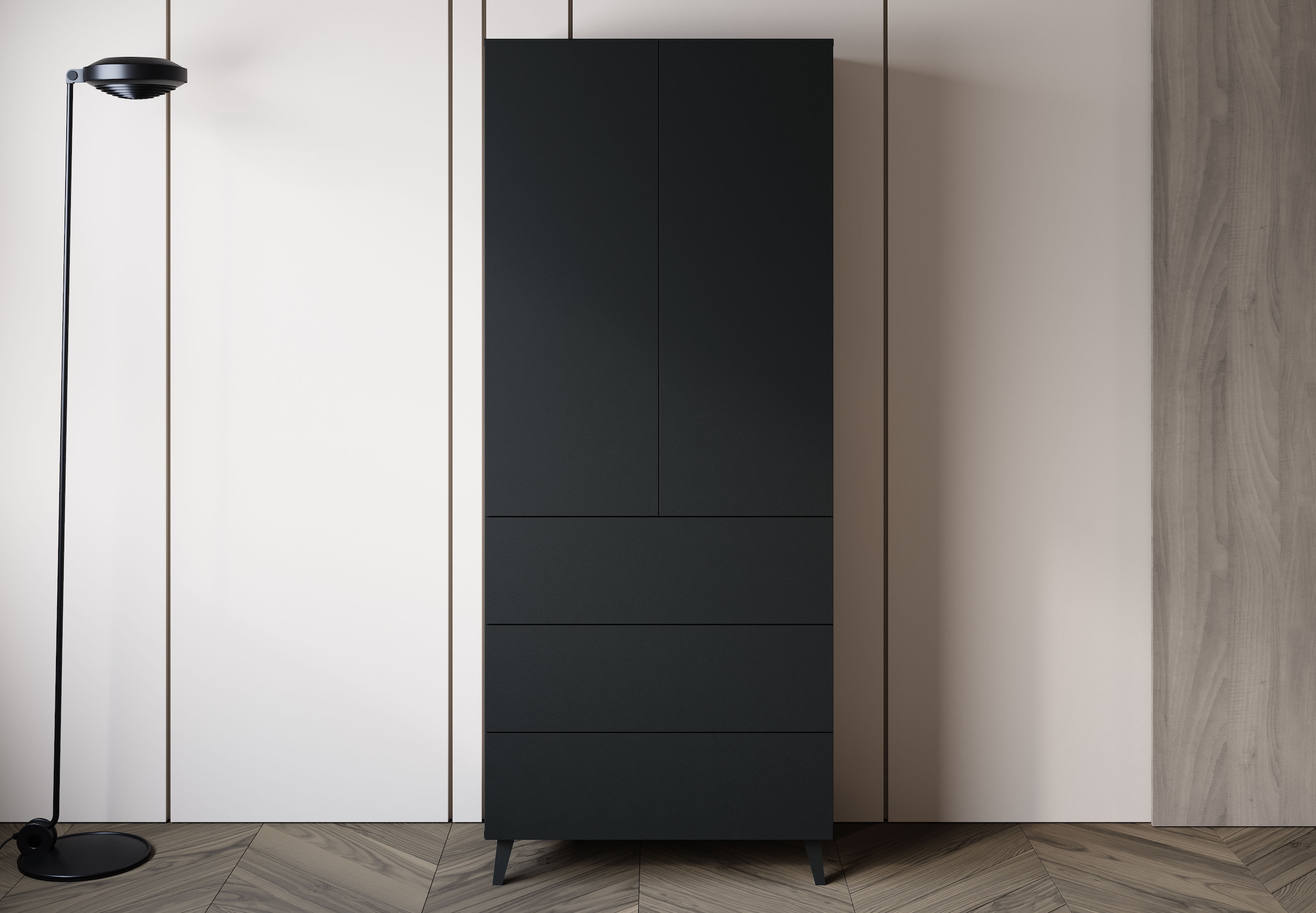 Image of Home affaire Highboard "Phuket Hochschrank mit 2 Türen und 3 Schubladen" 1 Stk. tlg. Push-to-Open, verstellbare Einlegeböden und viel Stauraum
