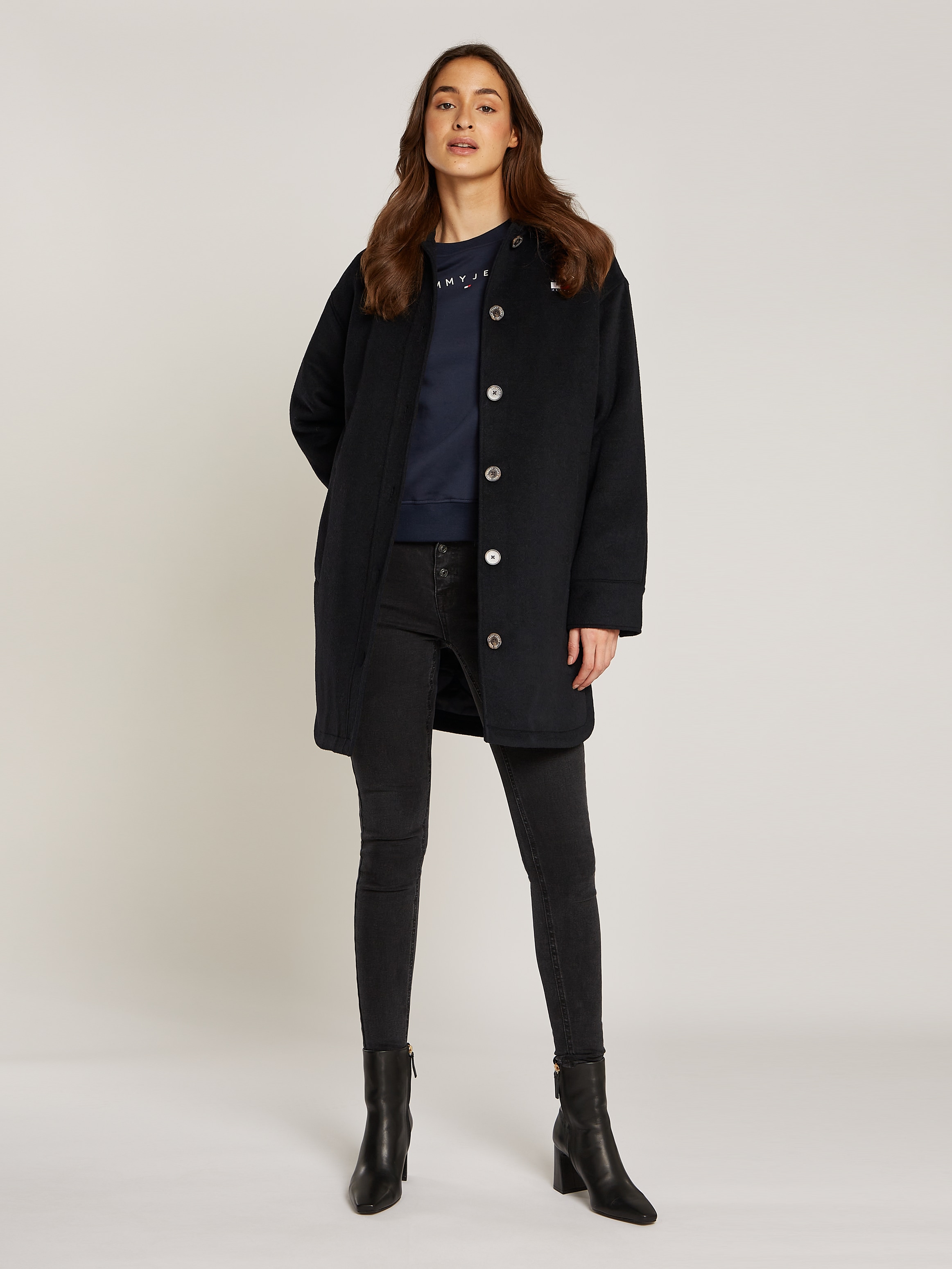 Tommy Jeans Curve Kurzmantel »TJW WOOL COAT EXT«, in Grossen Grössen, mit Wollanteil