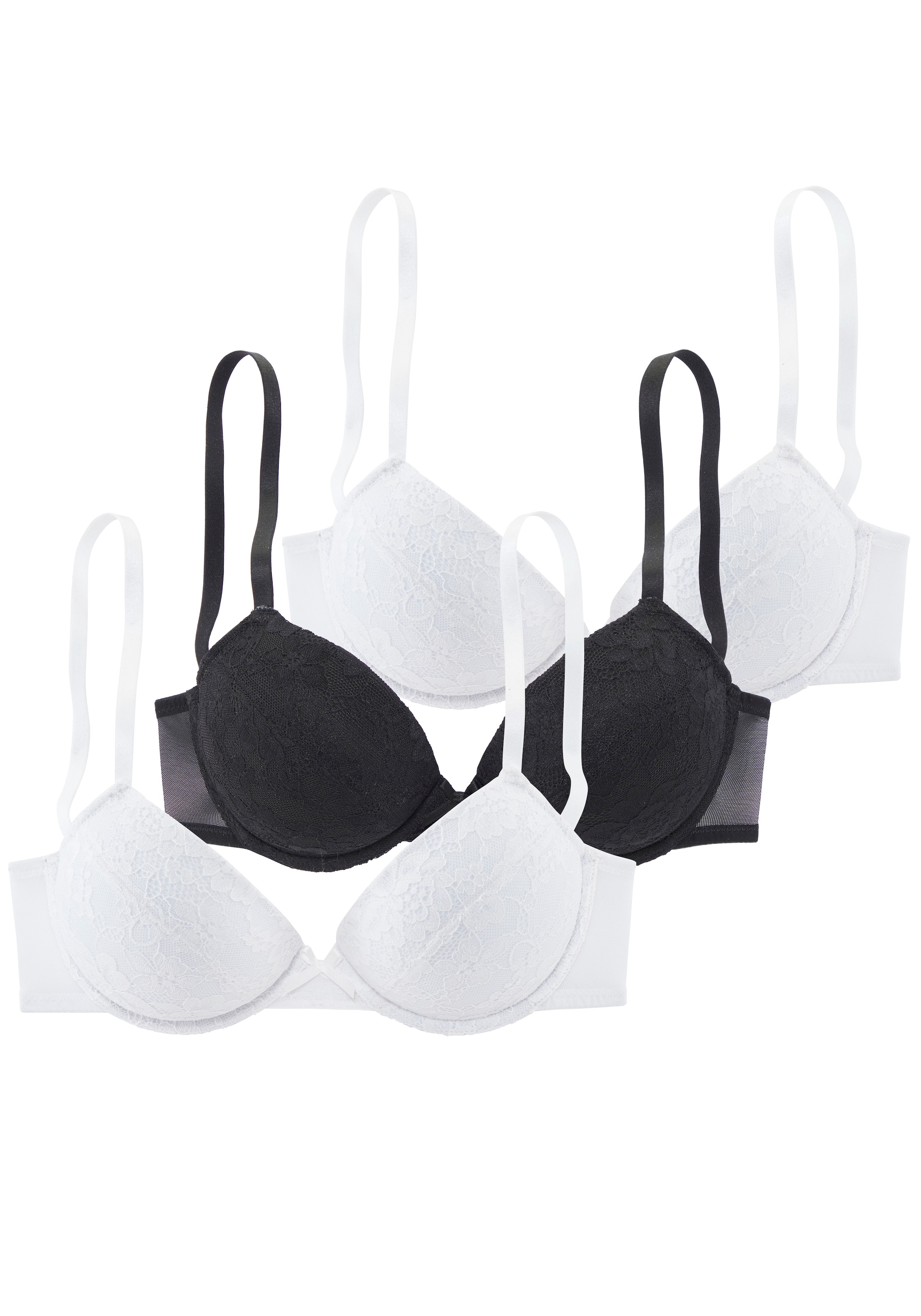 Image of petite fleur Push-up-BH Packung, 3 Stück, mit Bügel & herausnehmbaren Push-up-Kissen