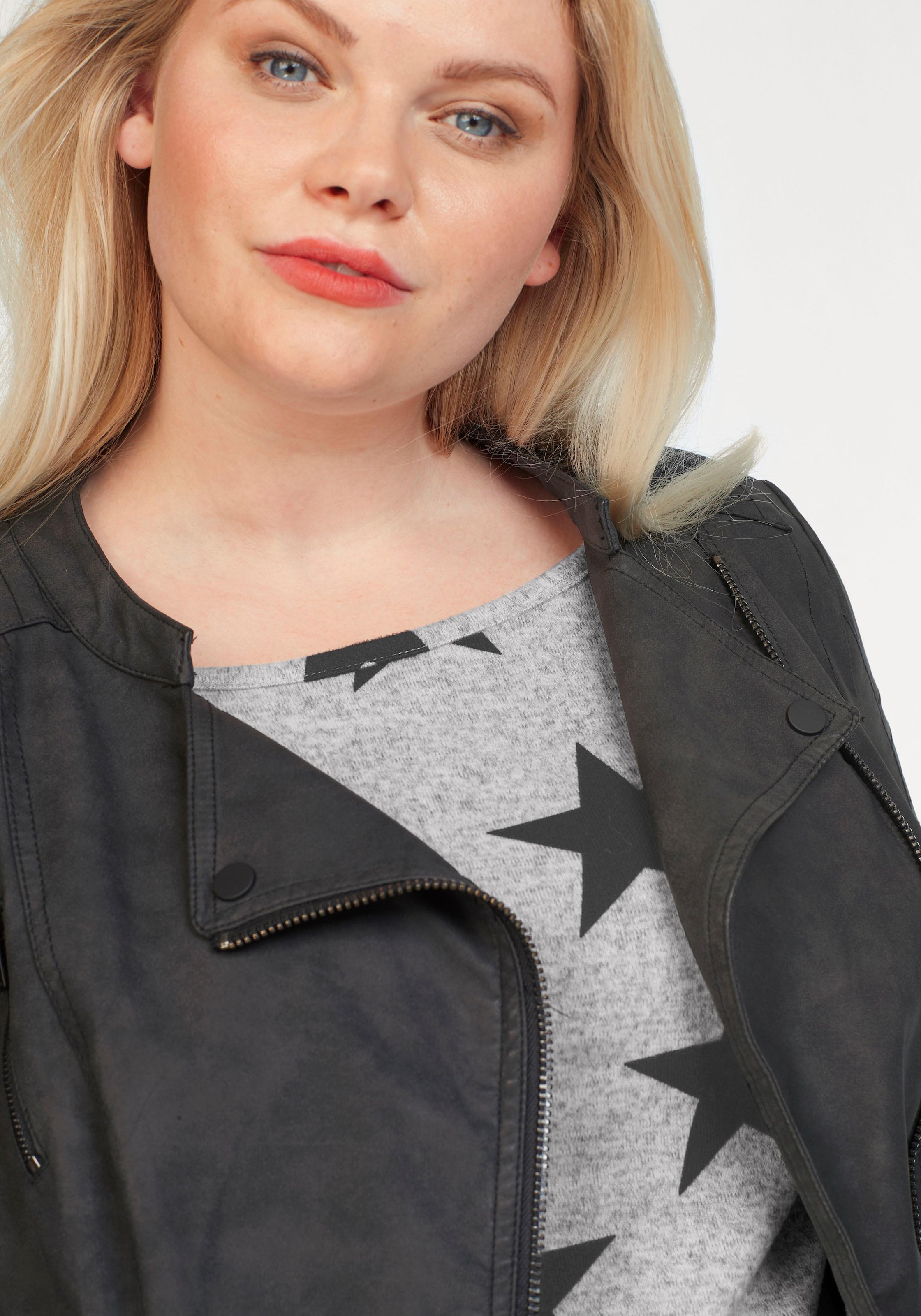 ♕ ONLY CARMAKOMA Lederimitatjacke versandkostenfrei mit kaufen Biker-Details »Avana«