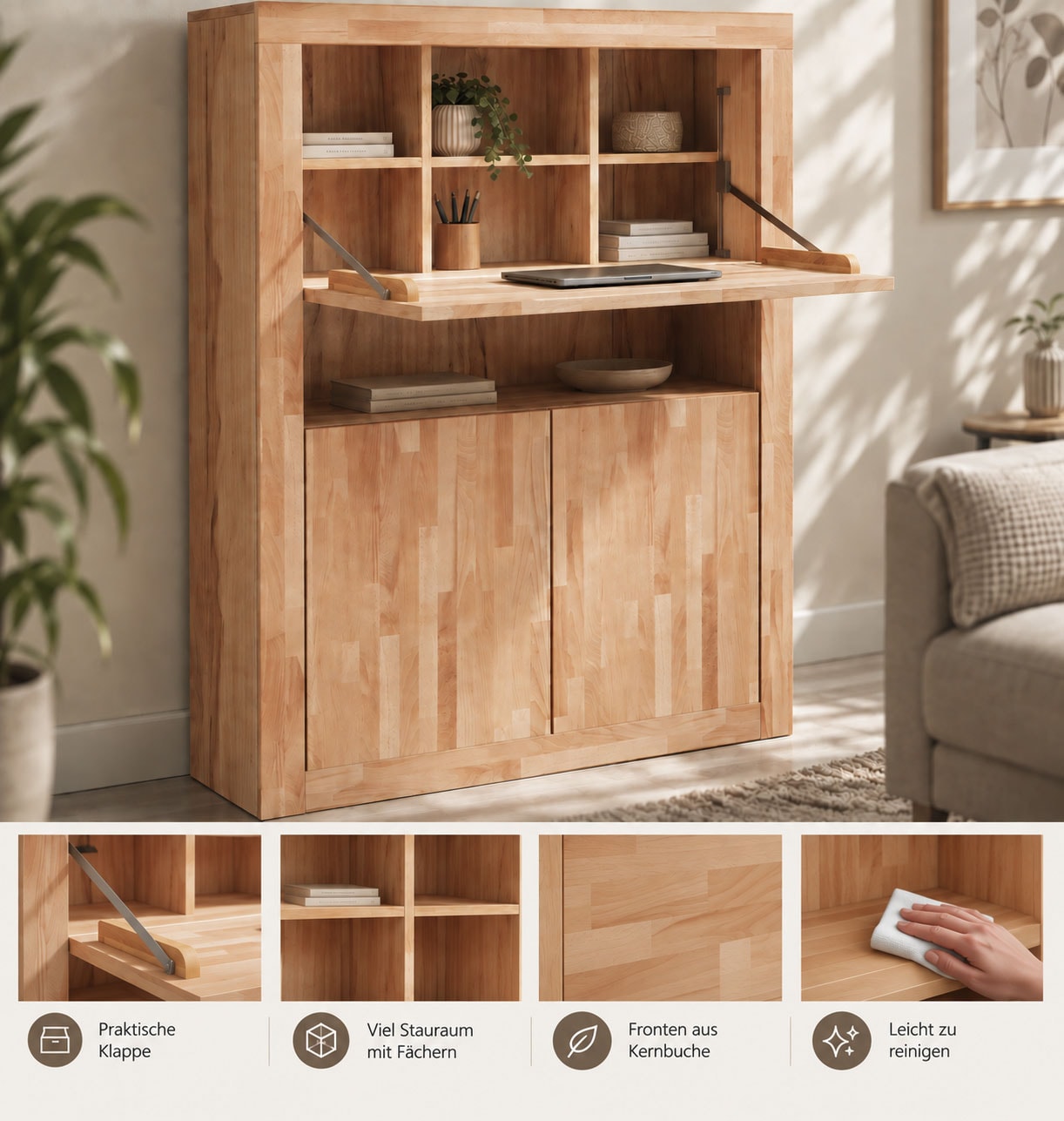 GOODproduct Secrétaire »Logo« avec fonction rabattable, corps mélaminé