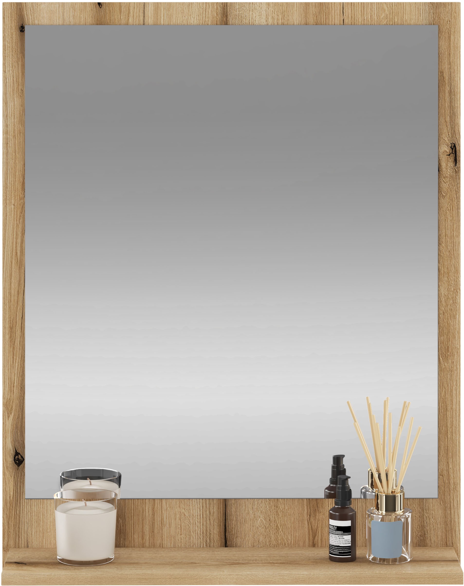 INOSIGN Badspiegel »Oslo, Spiegel in Eiche Evoke, Wandspiegel im skandinavischen Design« mit Ablagefläche, 60 cm breit