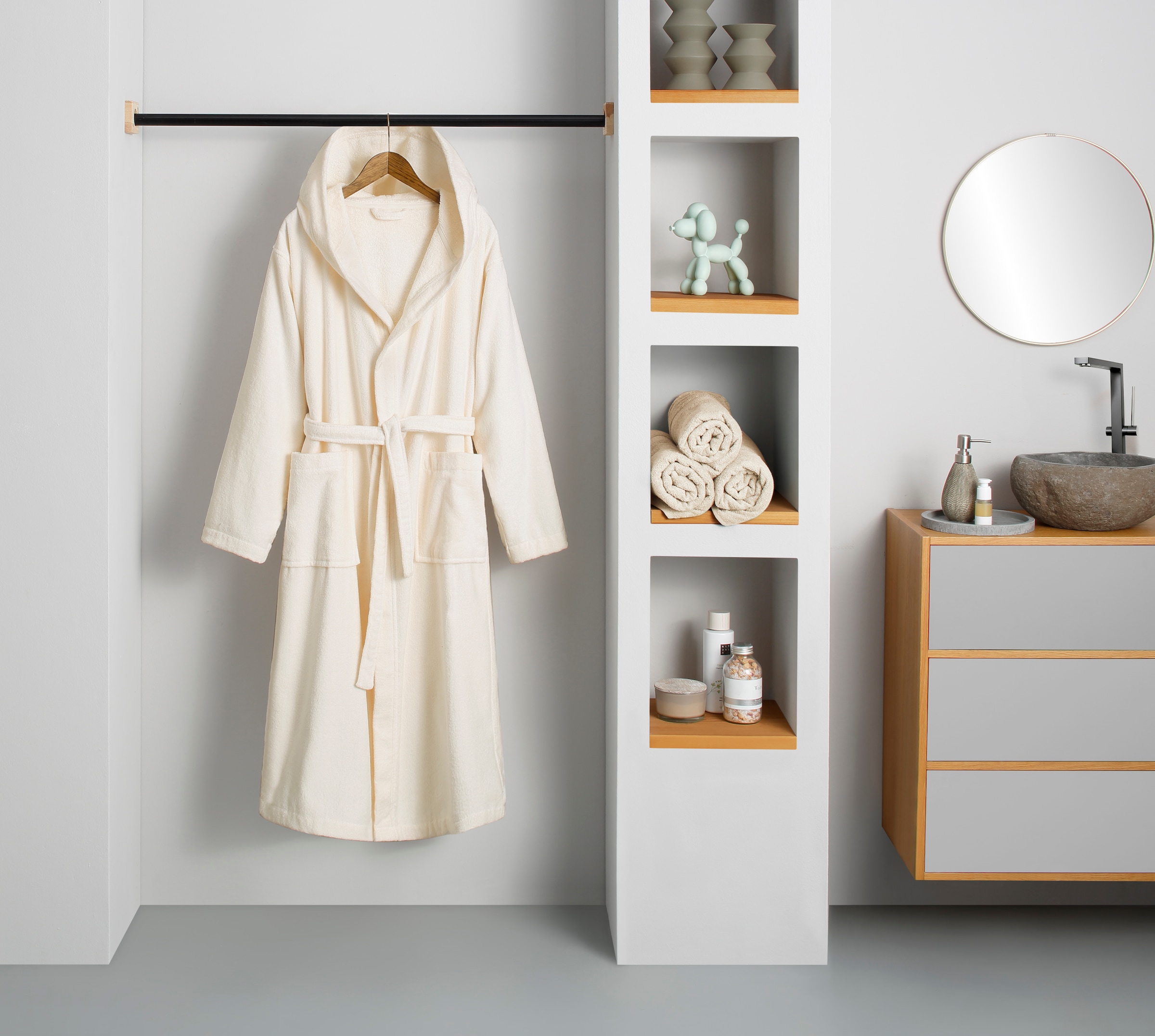 GOODproduct Peignoir de bain unisexe »Regona, Hotelbademantel, Morgenmantel, Standardlänge & Überlänge« 1 cuis Damen & Herren, mit Taschen, flauschig, weich, Velours, Sauna & Spa