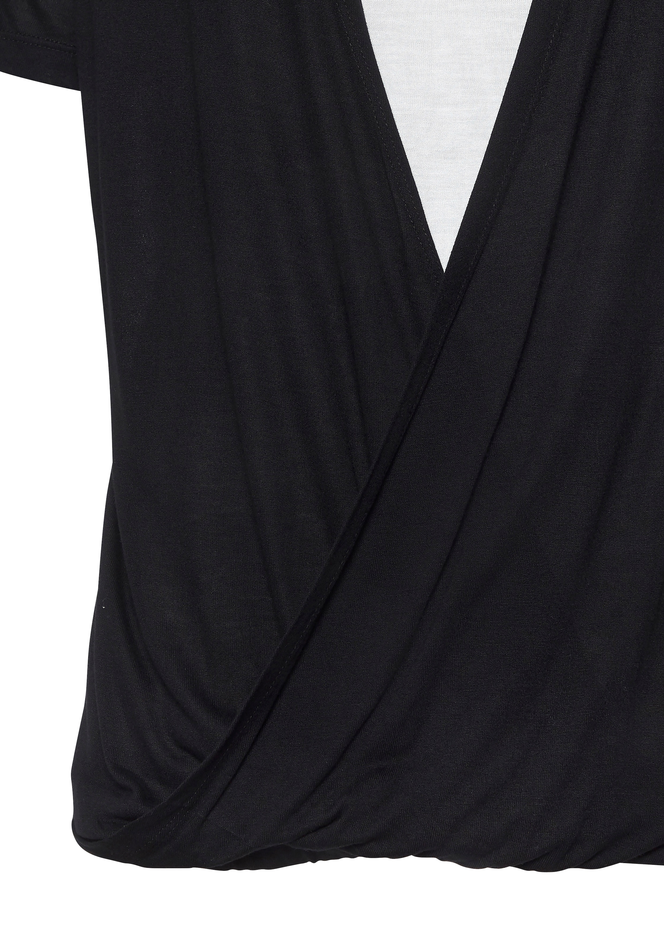 LASCANA Kurzarmshirt in zweilagiger Optik