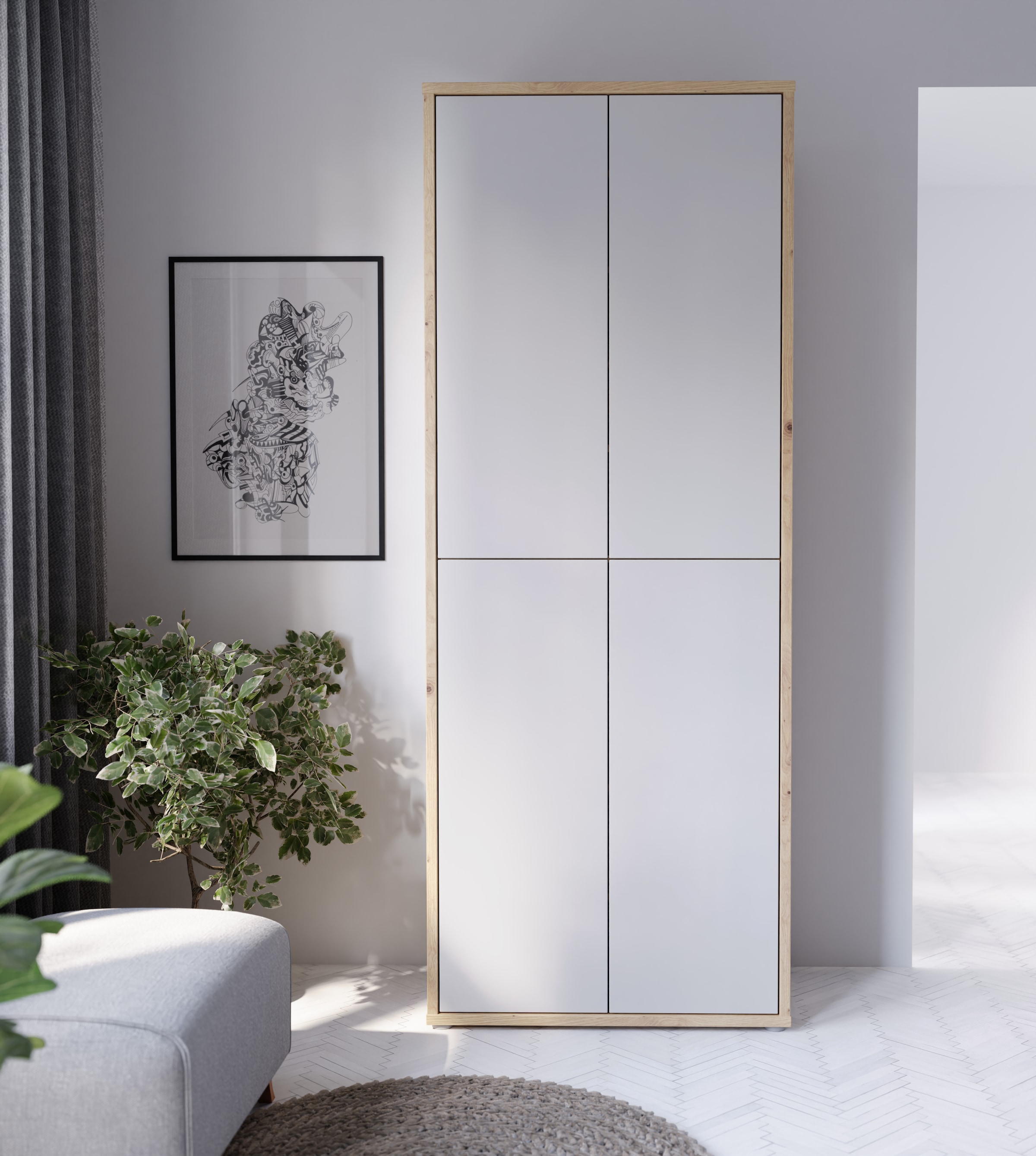 FORTE Schuhschrank »Alice Springs, Schuhschrank, Höhe 191,9 cm, 4 Türen, viel Platz« B/H/T 74,5/191,9/34,9 cm,  Stauraumschrank, Mehrzweckschrank, Breite 74,5 cm, mit 8 Böden