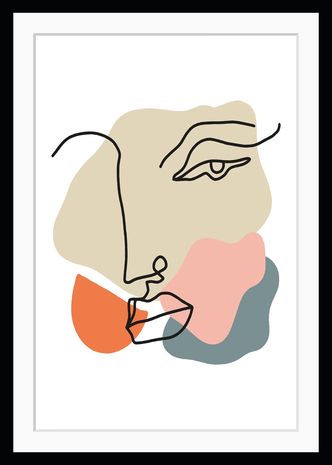 Image of queence Bild "Dean" Abstrakt Figuren Gemälde Gesicht Kunst HD Premium Poster-Druck inkl. Holzrahmen