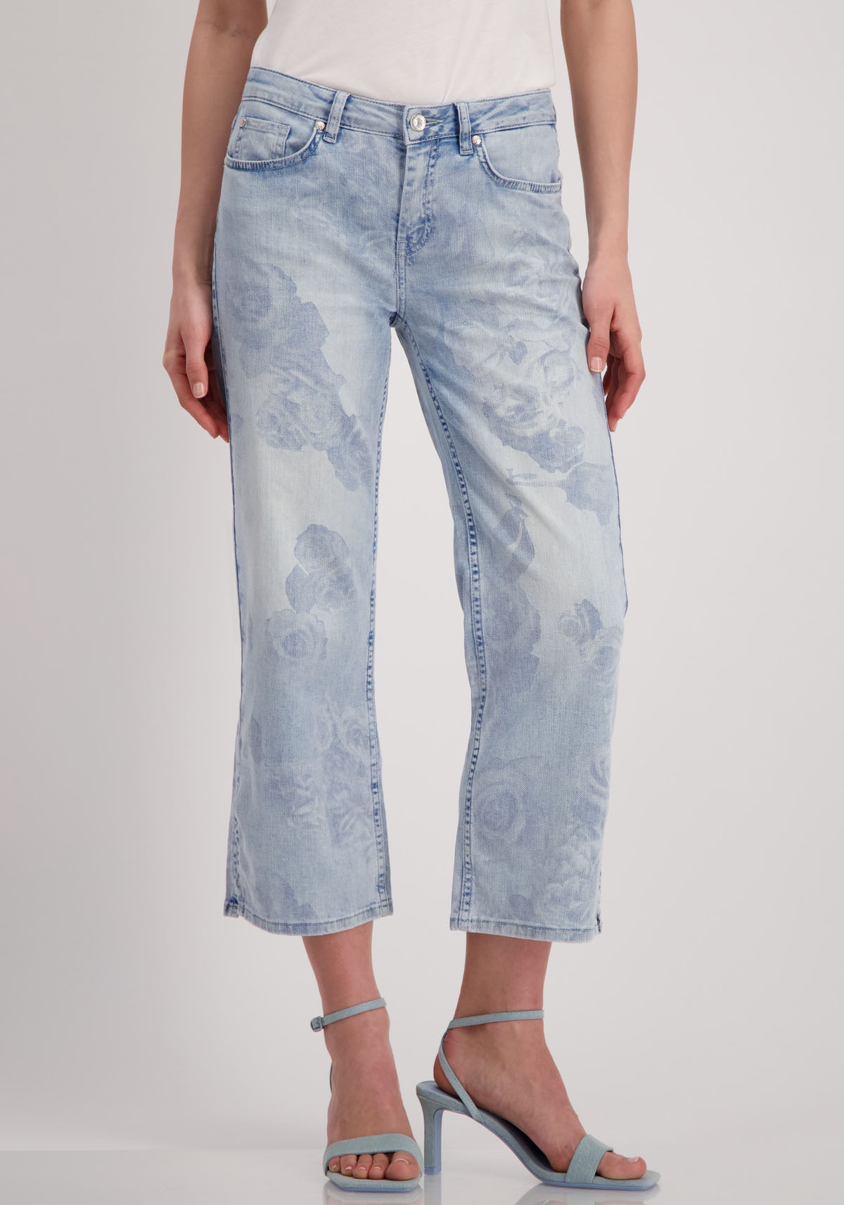 Straight-Jeans, mit Rosenmuster