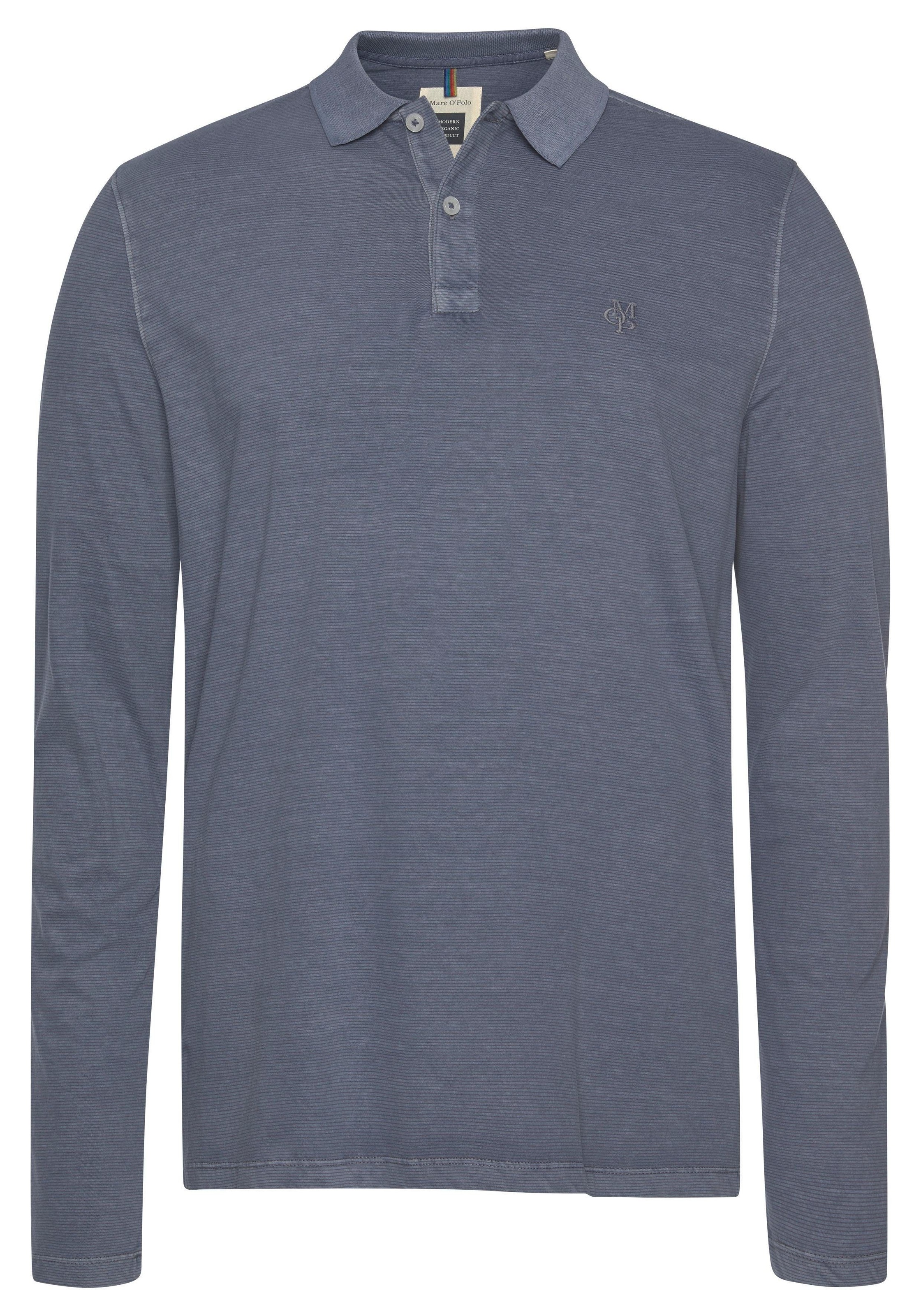 Image of Marc O'Polo Langarm-Poloshirt, fein gestreift bei Ackermann Versand Schweiz