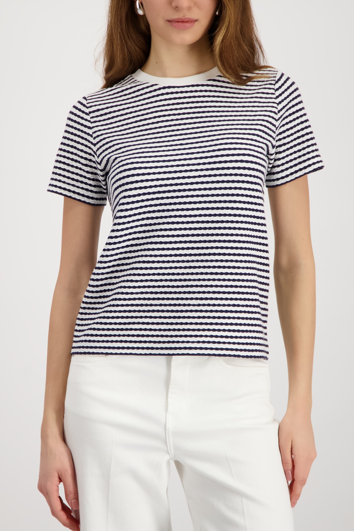 Image of Monari Rundhalsshirt "Shirt Struktur" mit Streifen