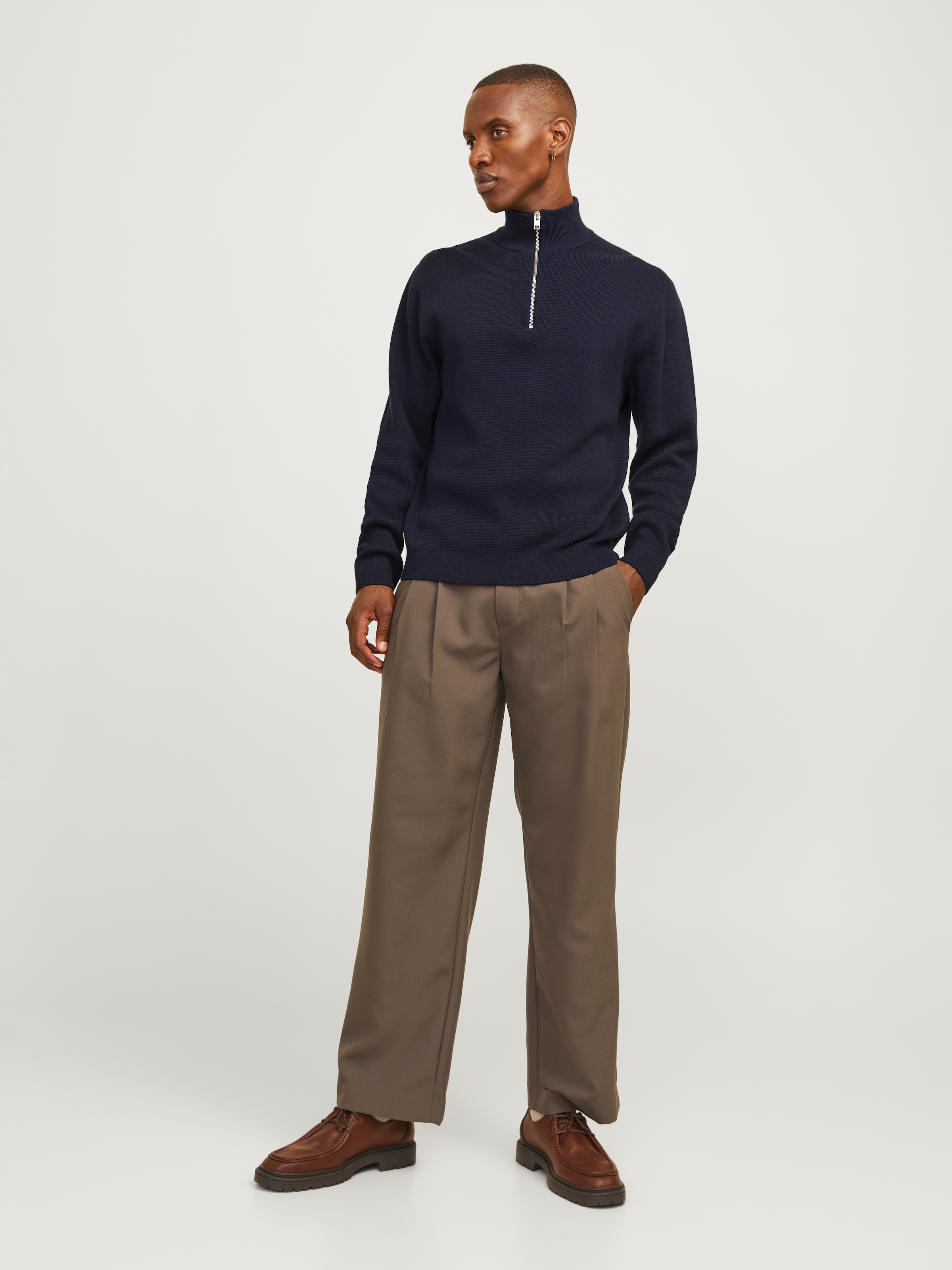 Jack & Jones Troyer »JPRBLAMILANO STITCH KNIT HALF ZIP SN«, mit kurzem Reissverschluss