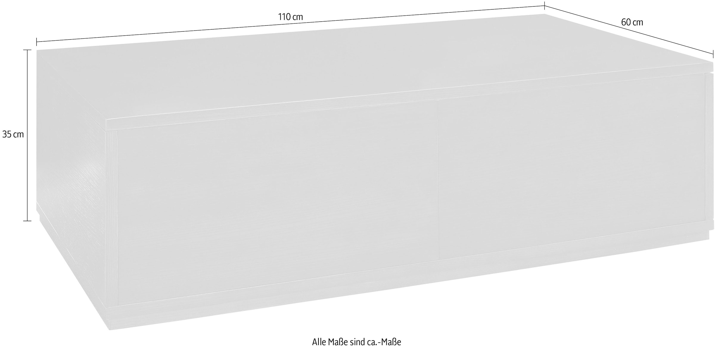 LeGer Home by Lena Gercke Table basse »Lareen« 1 cuis tlg. Eschenfurnier, glatt lackiert, 2 Schubladen, Breite 110 cm