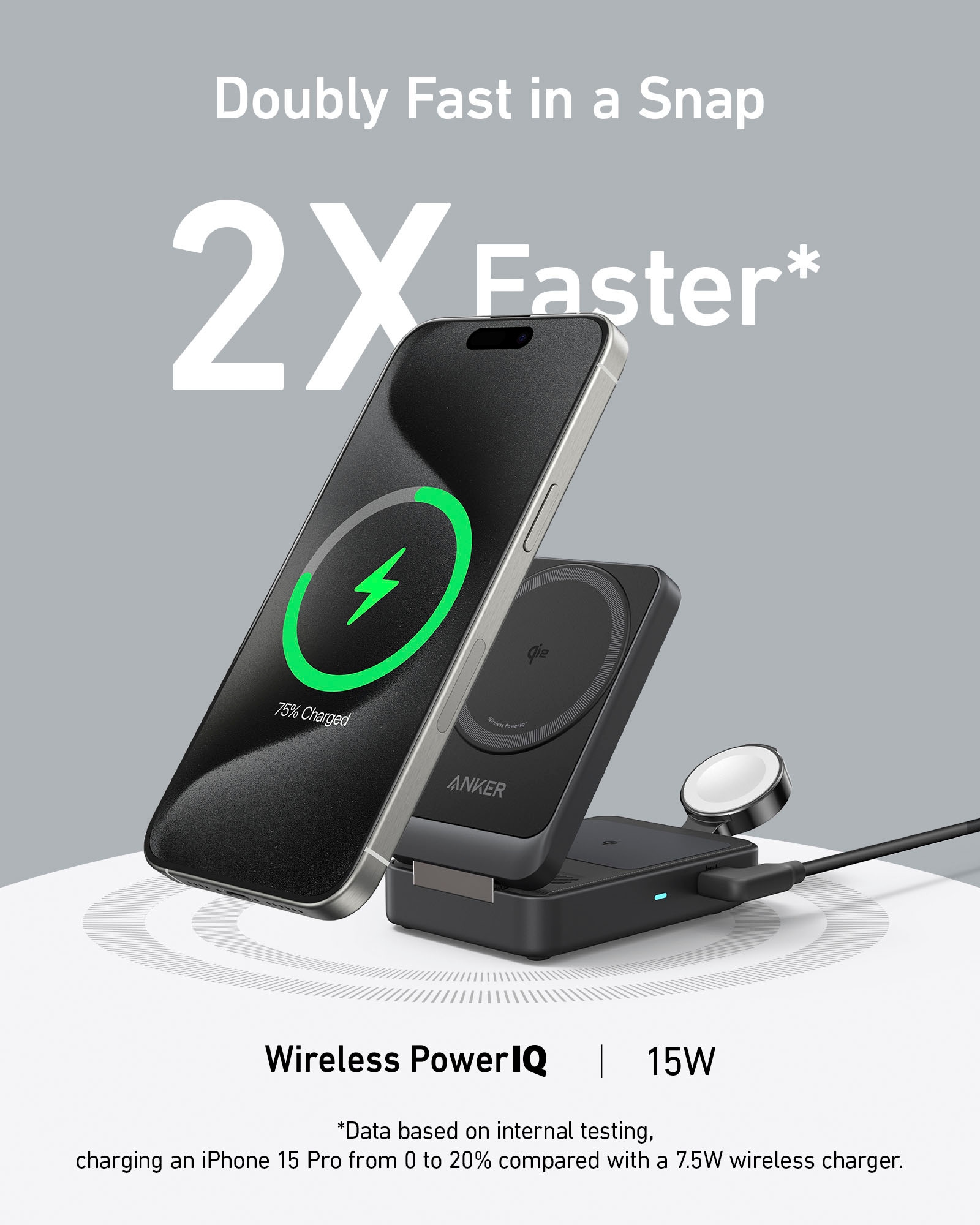 Anker Wireless Charger »MagGo Wireless Charging Station (Foldable 3-in-1)«