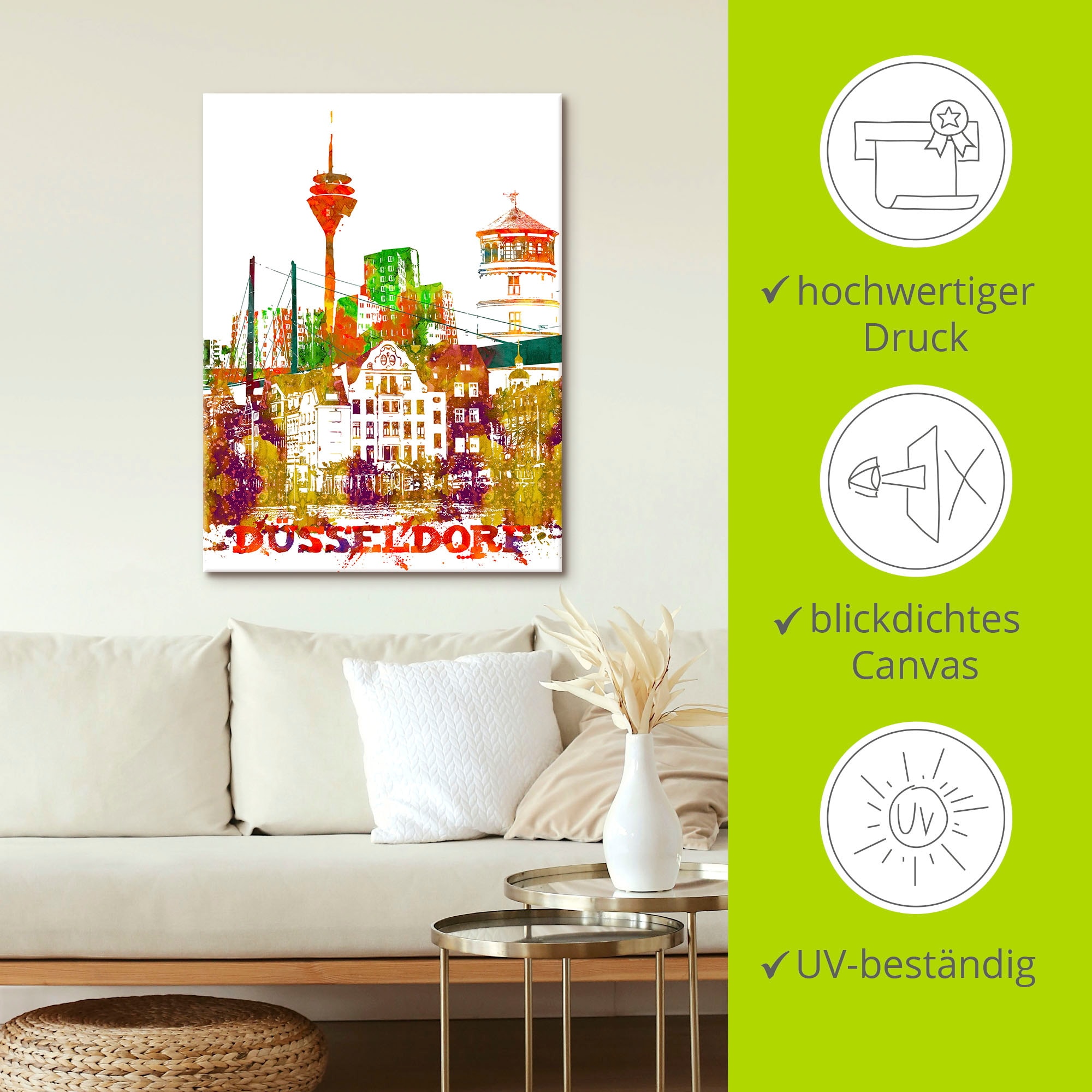 Artland »Düsseldorf Grafik« 1 cuis tlg. auf Holzrahmen gespannt
