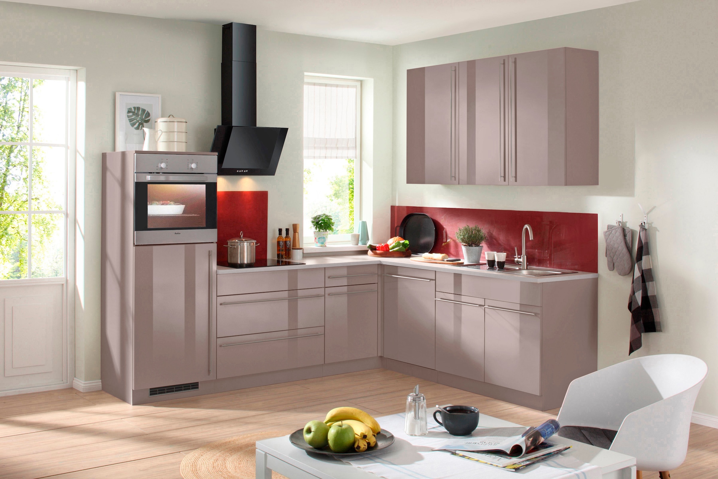 wiho Küchen Cuisine d'angle »Chicago« ohne E-Geräte, Stellbreite 260/220 cm