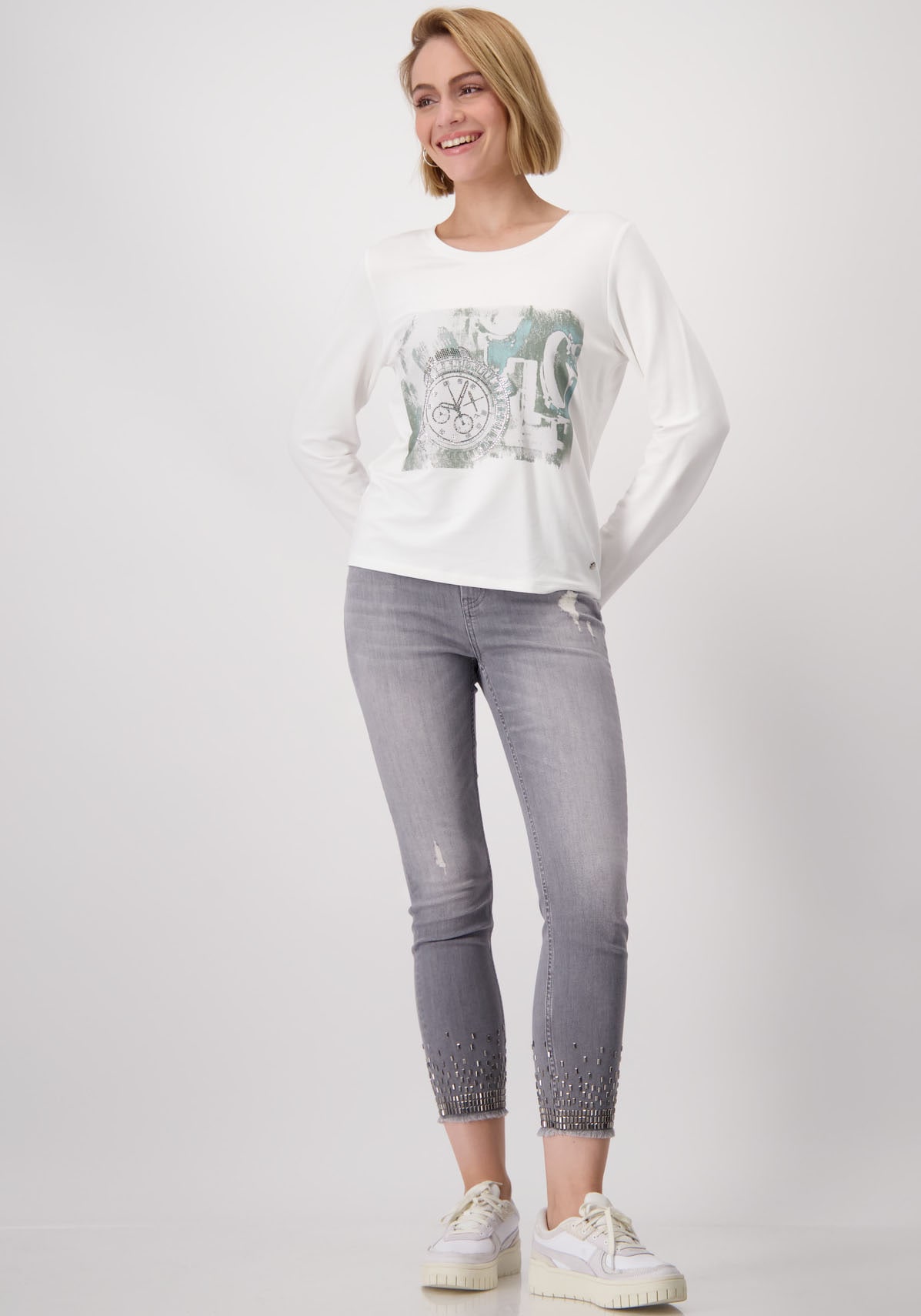 Monari Rundhalsshirt, mit Frontprint