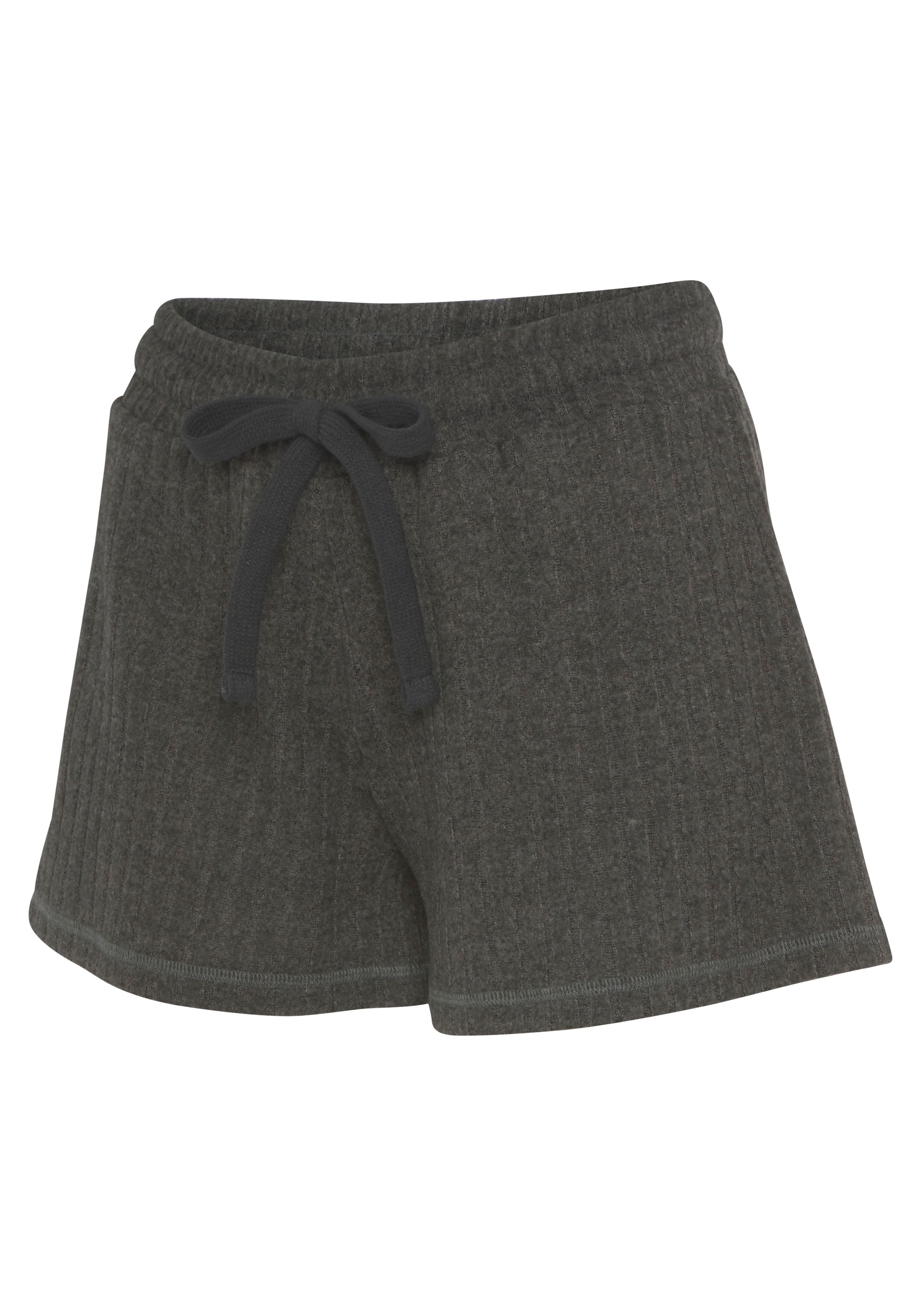 LASCANA Shorts, Lounge-/ Strickshorts meliert mit Bindeband, Loungewear