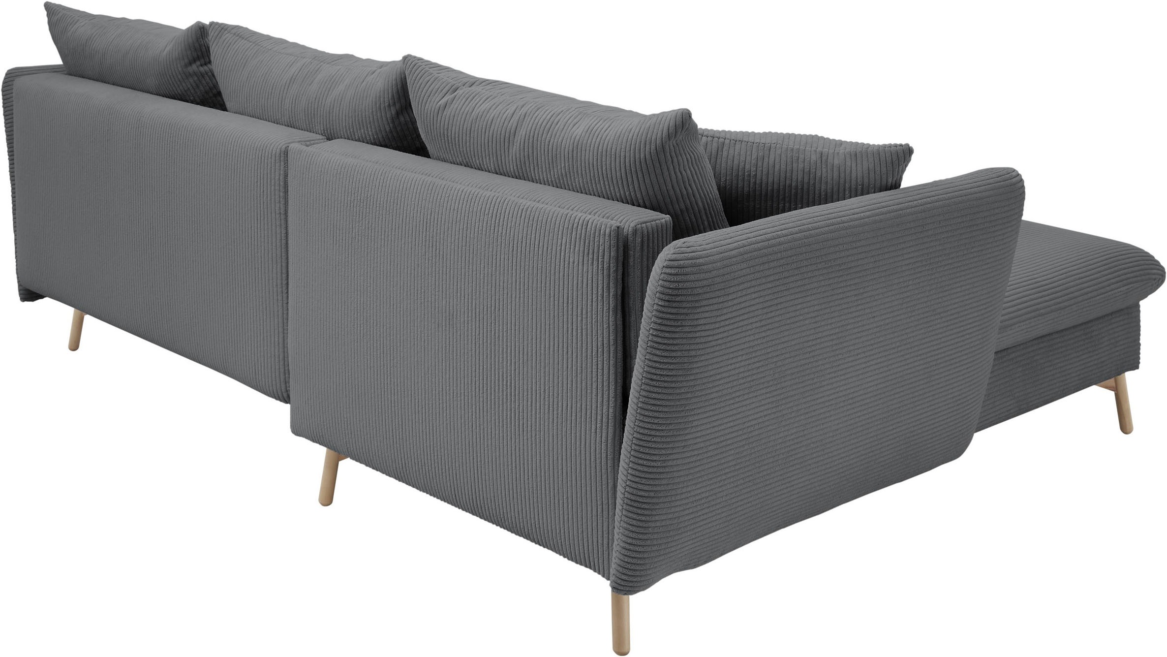 andas Ecksofa »MERLE, 258 cm, L-Form, traumhafter Cord,«, mit Bettfunktion und Bettkasten, Liegefläche 224 x 139