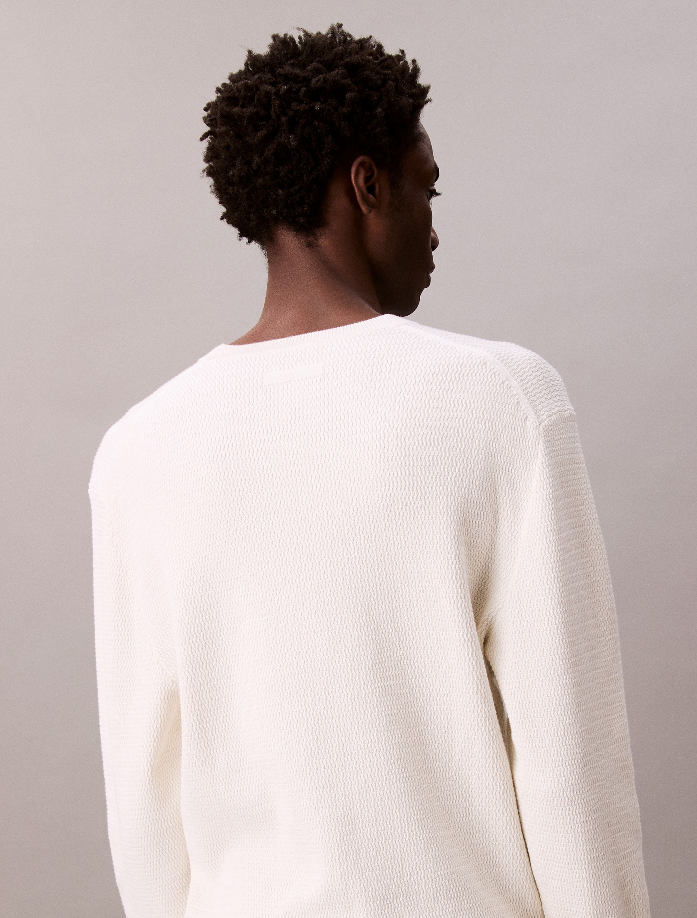 Calvin Klein Pull en tricot »LS TXTR CTTN CRWNK S« Mit Rundhalsausschnitt