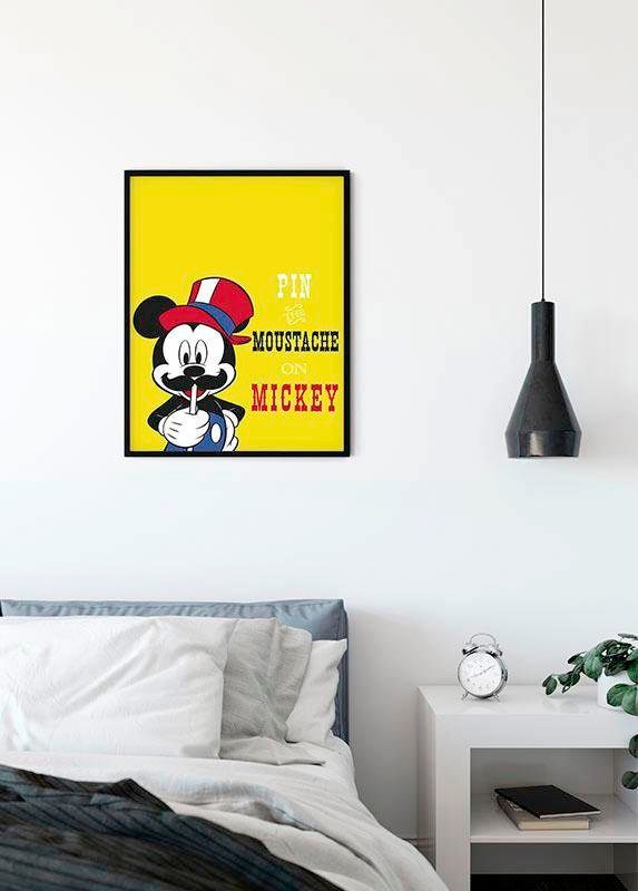 Schlafzimmer, versandkostenfrei St.), Kinderzimmer, Wohnzimmer »Mickey auf Poster Moustache«, ♕ Disney, Mouse (1 Komar