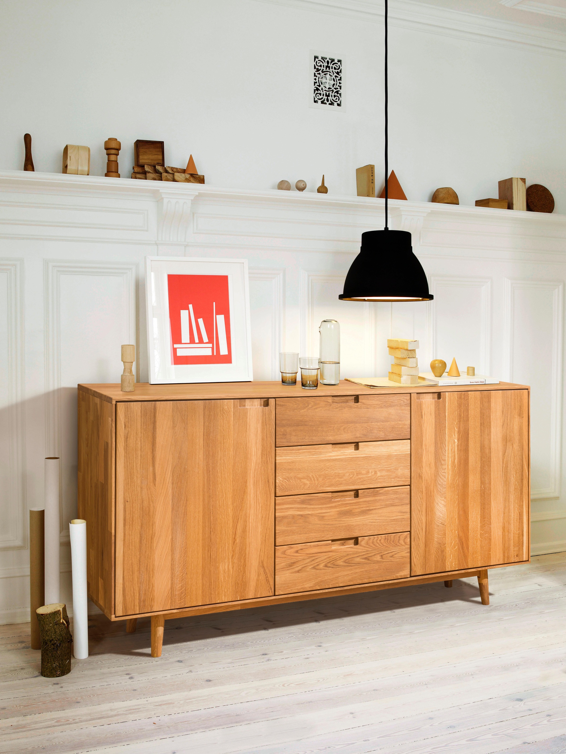 Image of Home affaire Kommode »Scandi«, aus massivem Eichenholz, mit sehr viel Stauraum, Breite 160 cm bei Ackermann Versand Schweiz