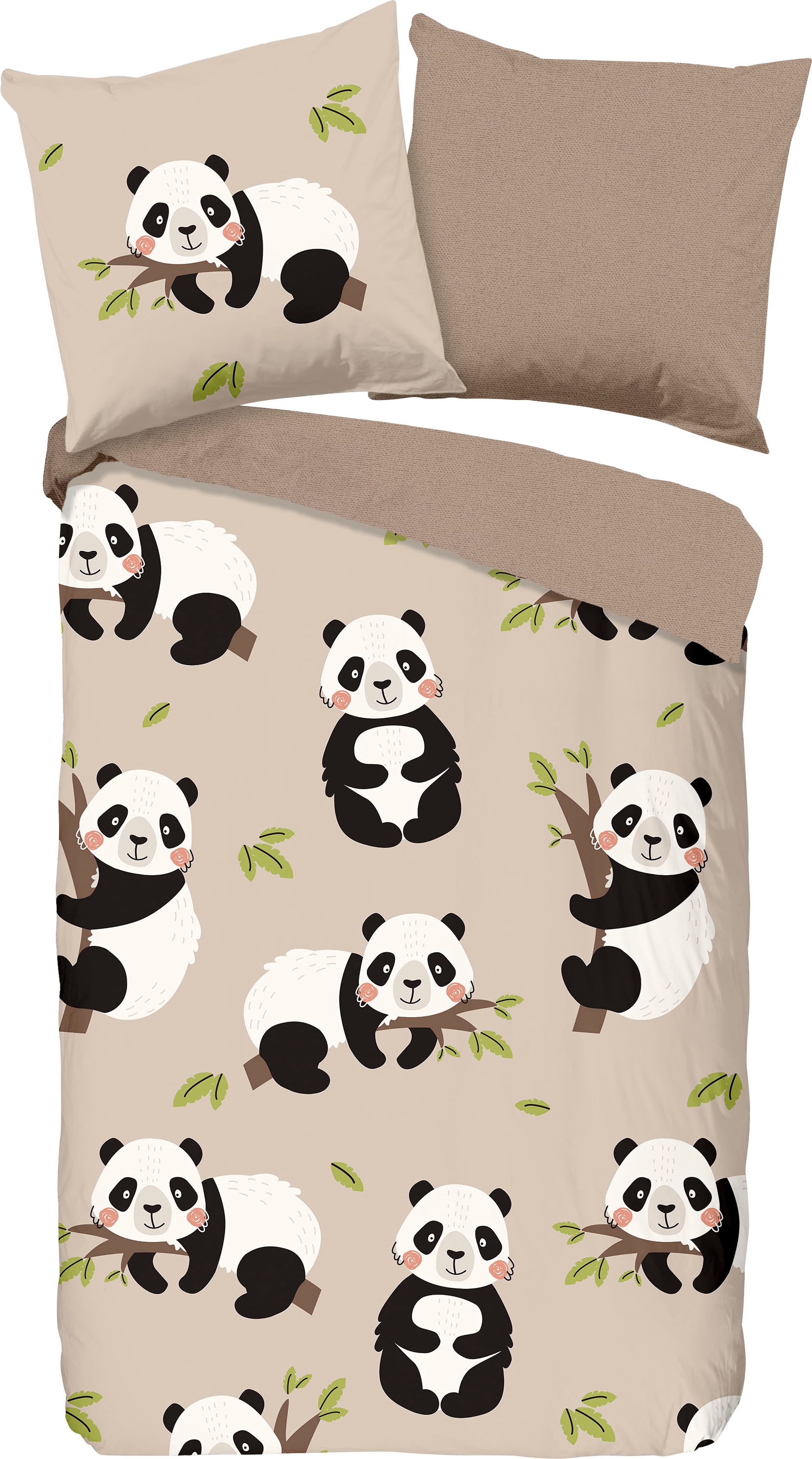 Kinderbettwäsche »Panda«, (2 tlg.), 100% Baumwolle