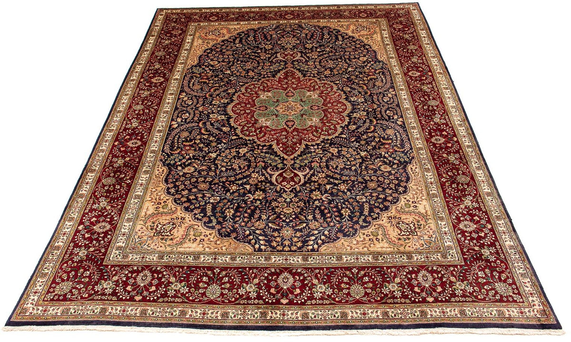 Image of morgenland Orientteppich »Täbriz - 395 x 300 cm - dunkelblau«, rechteckig, 10 mm Höhe, Wohnzimmer, Handgeknüpft, Einzelstück mit Zertifikat bei Ackermann Versand Schweiz