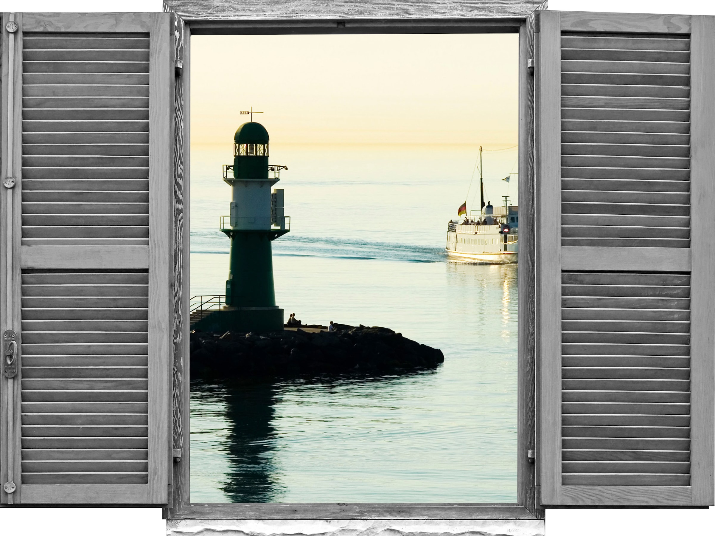 Image of queence Wandtattoo "Leuchtturm" Wandsticker, Wandbild, selbstklebend, 3D, Fenster