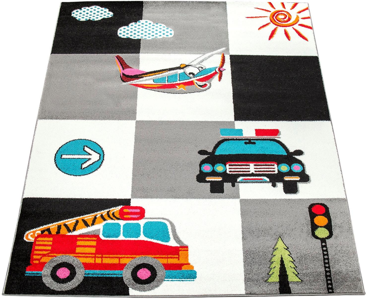 Image of Paco Home Kinderteppich »ECE 998«, rechteckig, 14 mm Höhe, Kurzflor, Karo Muster mit Strassen Motiven, Kinderzimmer bei Ackermann Versand Schweiz