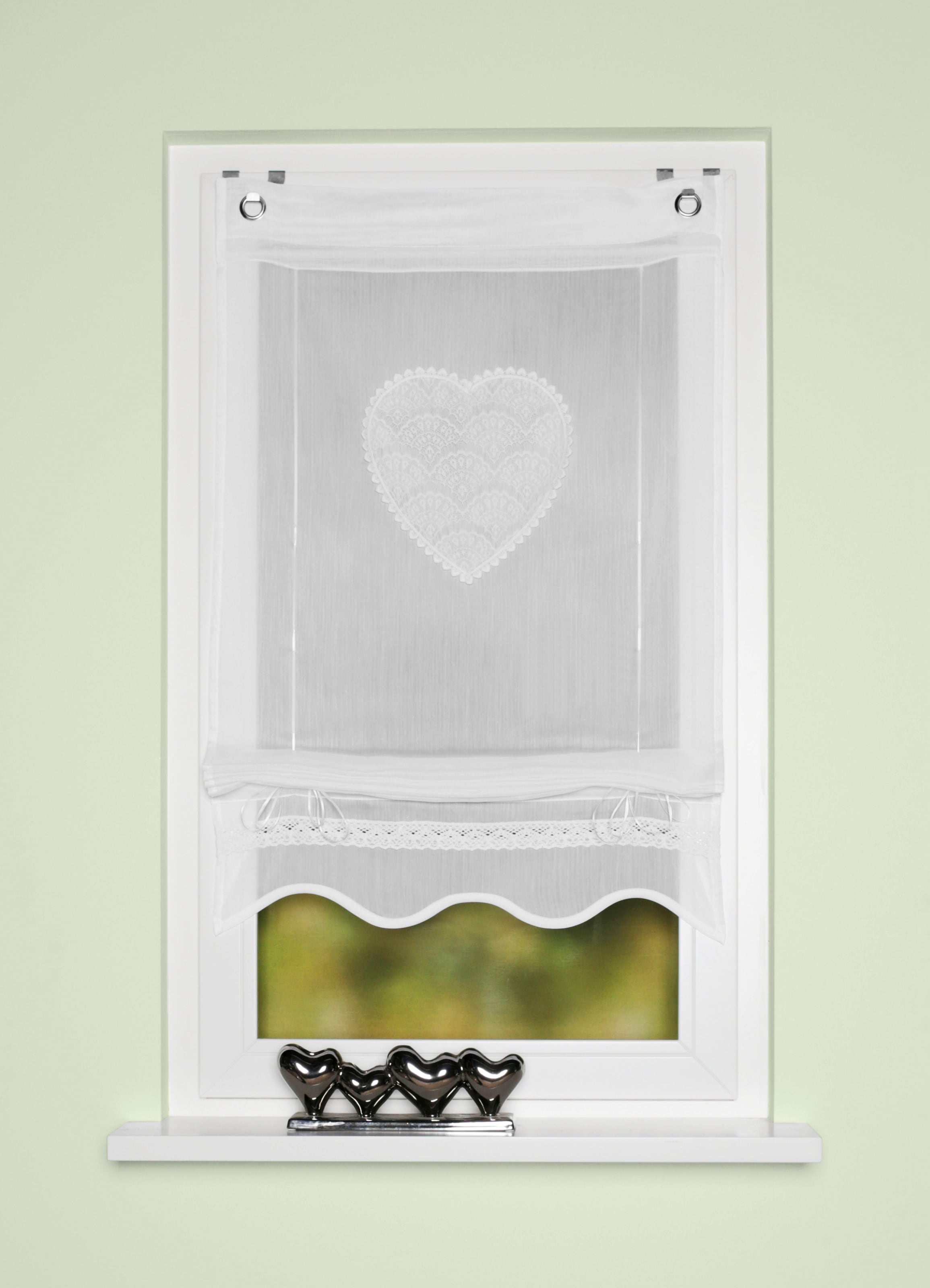 Image of HOME WOHNIDEEN Bändchenrollo »CORAZON«, mit Hakenaufhängung, Bändchenrollo, bestickt bei Ackermann Versand Schweiz