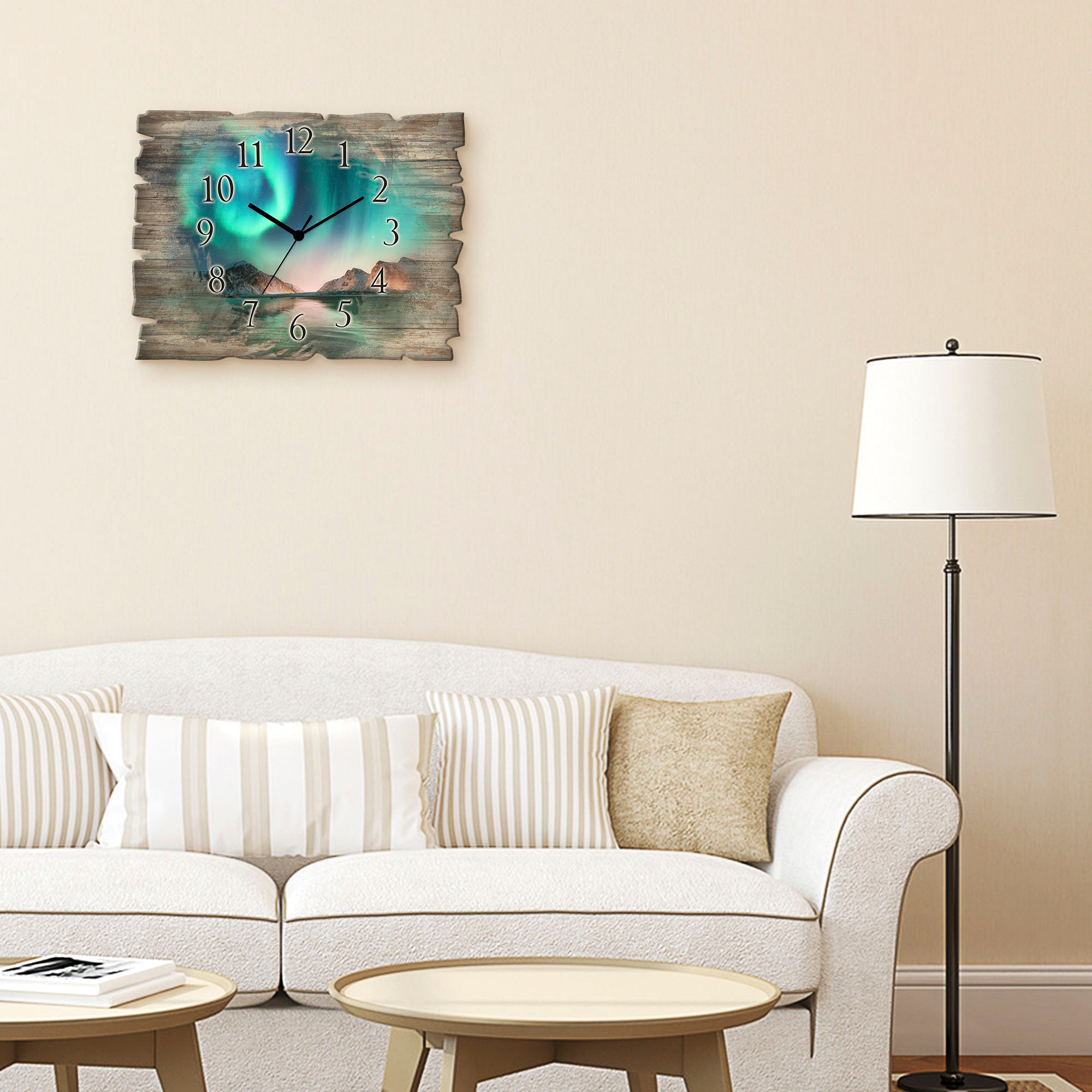 Artland Wanduhr »Auroraborialis - Nördliches Polarlicht« wahlweise mit  Quarz- oder Funkuhrwerk, lautlos ohne Tickgeräusche