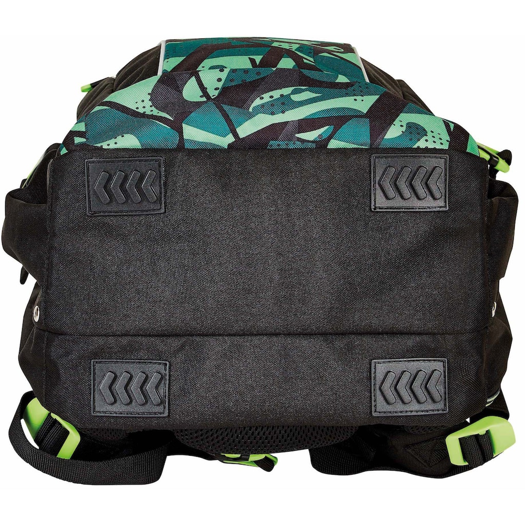 Herlitz Schulrucksack »Ultimate, Camo«, Floureszierende Flächen-reflektierende Streifen auf den Schultergurten, enthält recyceltes Material (Global Recycled Standard)