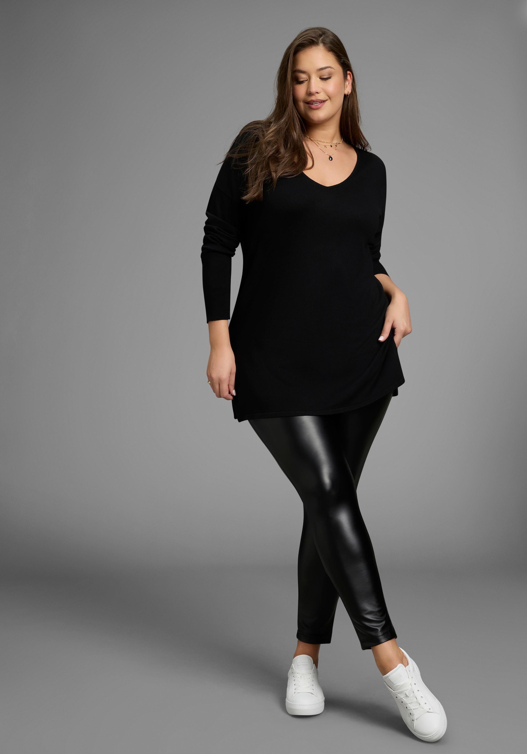 Laura Scott CURVE Longpullover, mit Seitenschlitz - GROSSE GRÖSSE