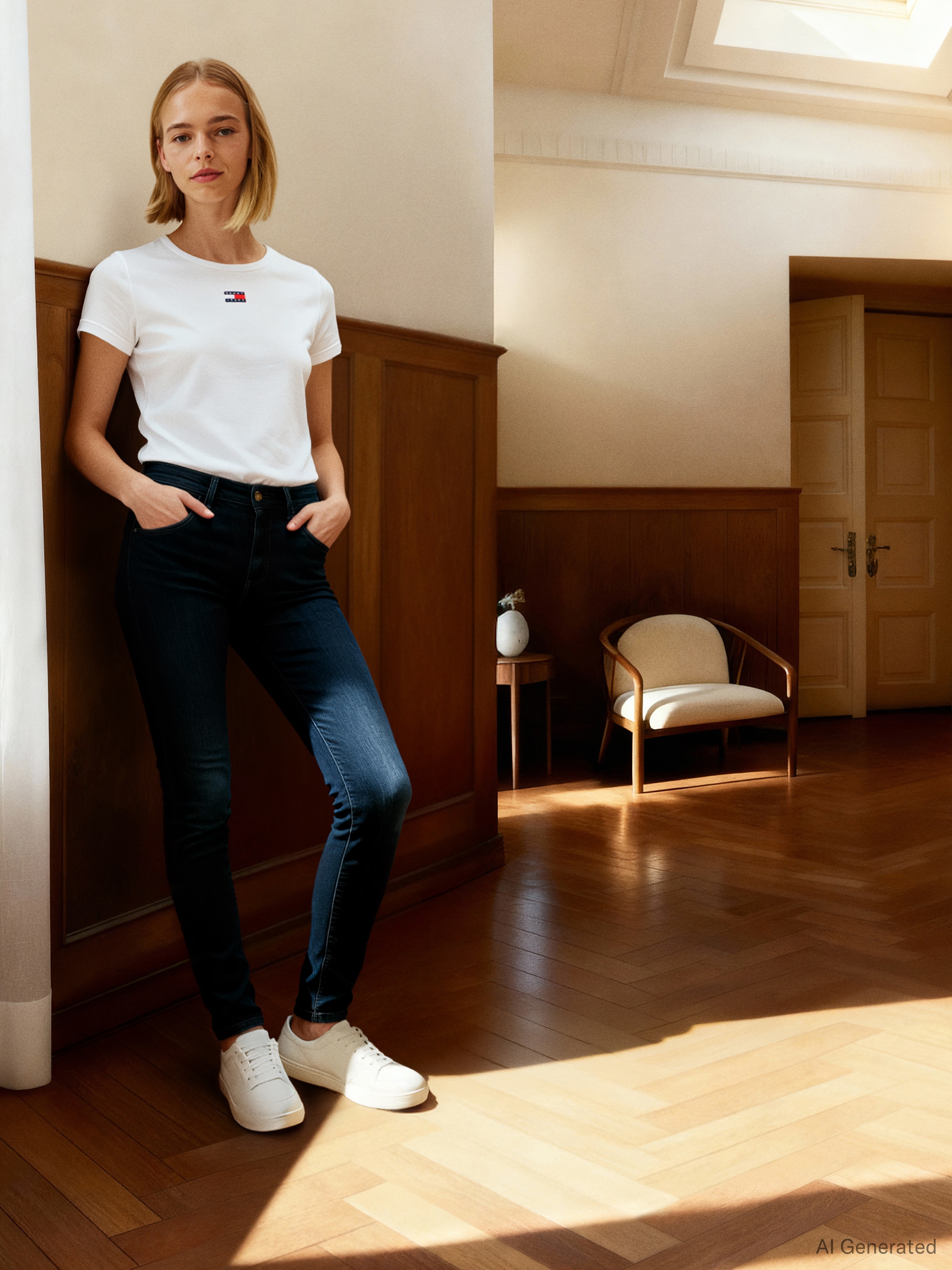 Tommy Jeans Jeans mom »High waist - Mom-Jeans Tapered« avec badge logo, broderie logo