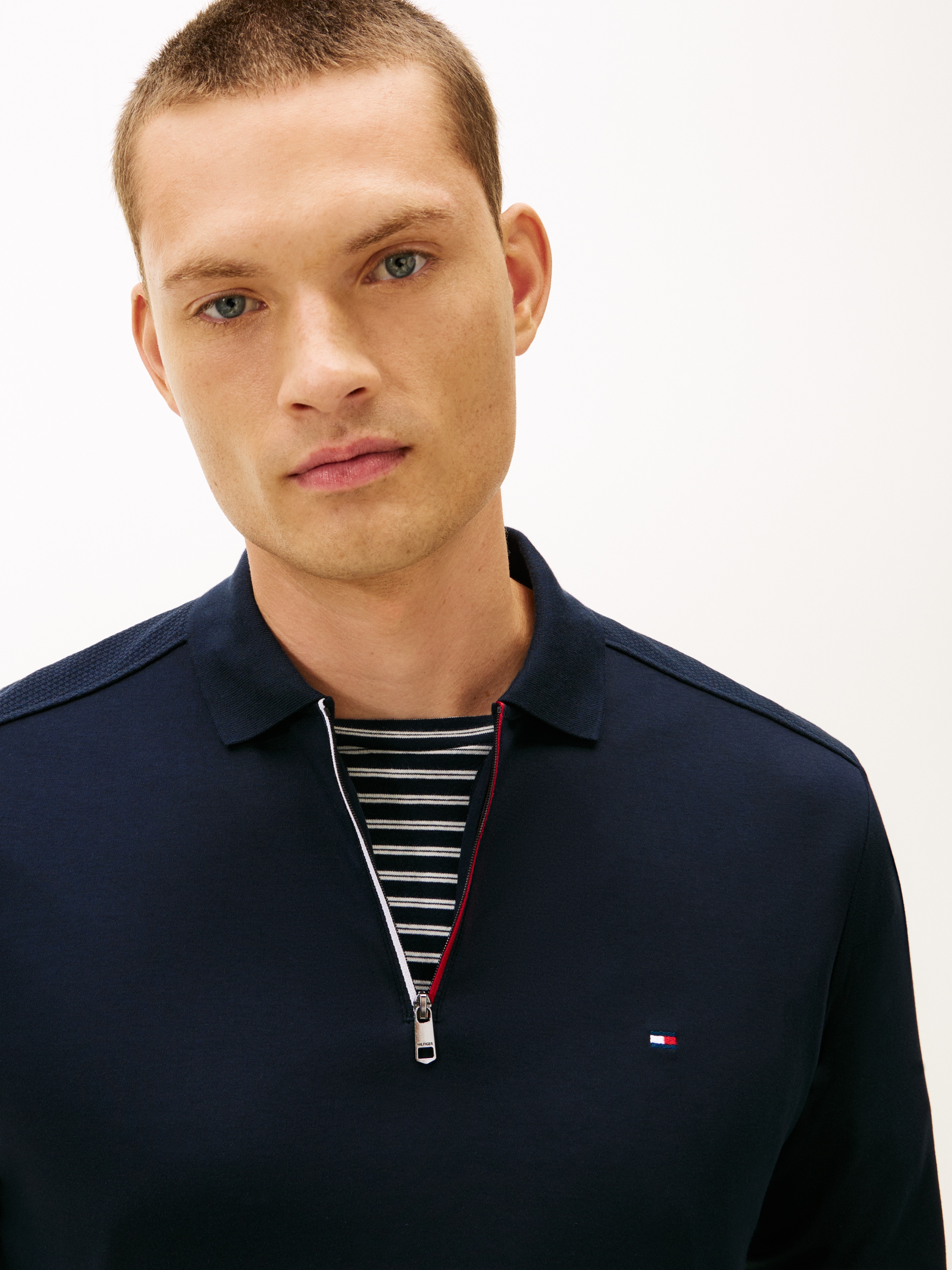 Tommy Hilfiger Langarm-Poloshirt »LIQUID RWB ZIP« Polokragen mit Reissverschluss, regular fit