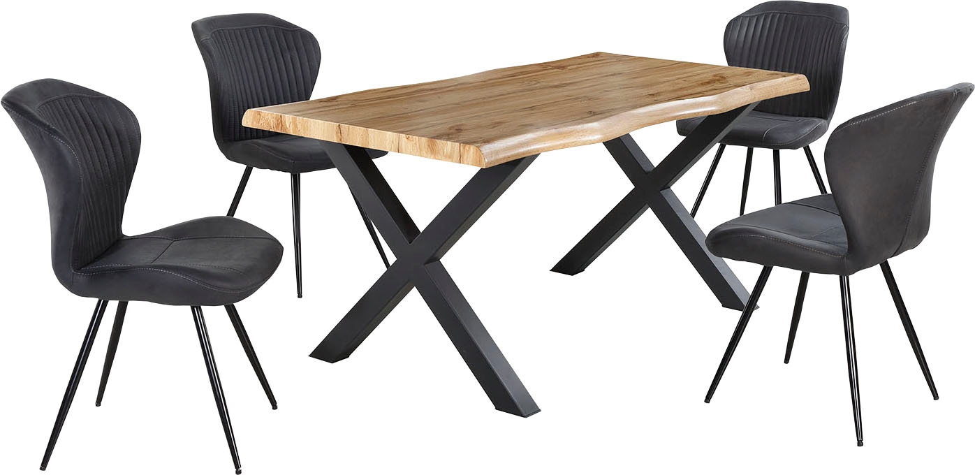 Jockenhöfer Gruppe Esstisch »Marlon« geschwungene Baumkantenoptik und schwarzes Untergestell