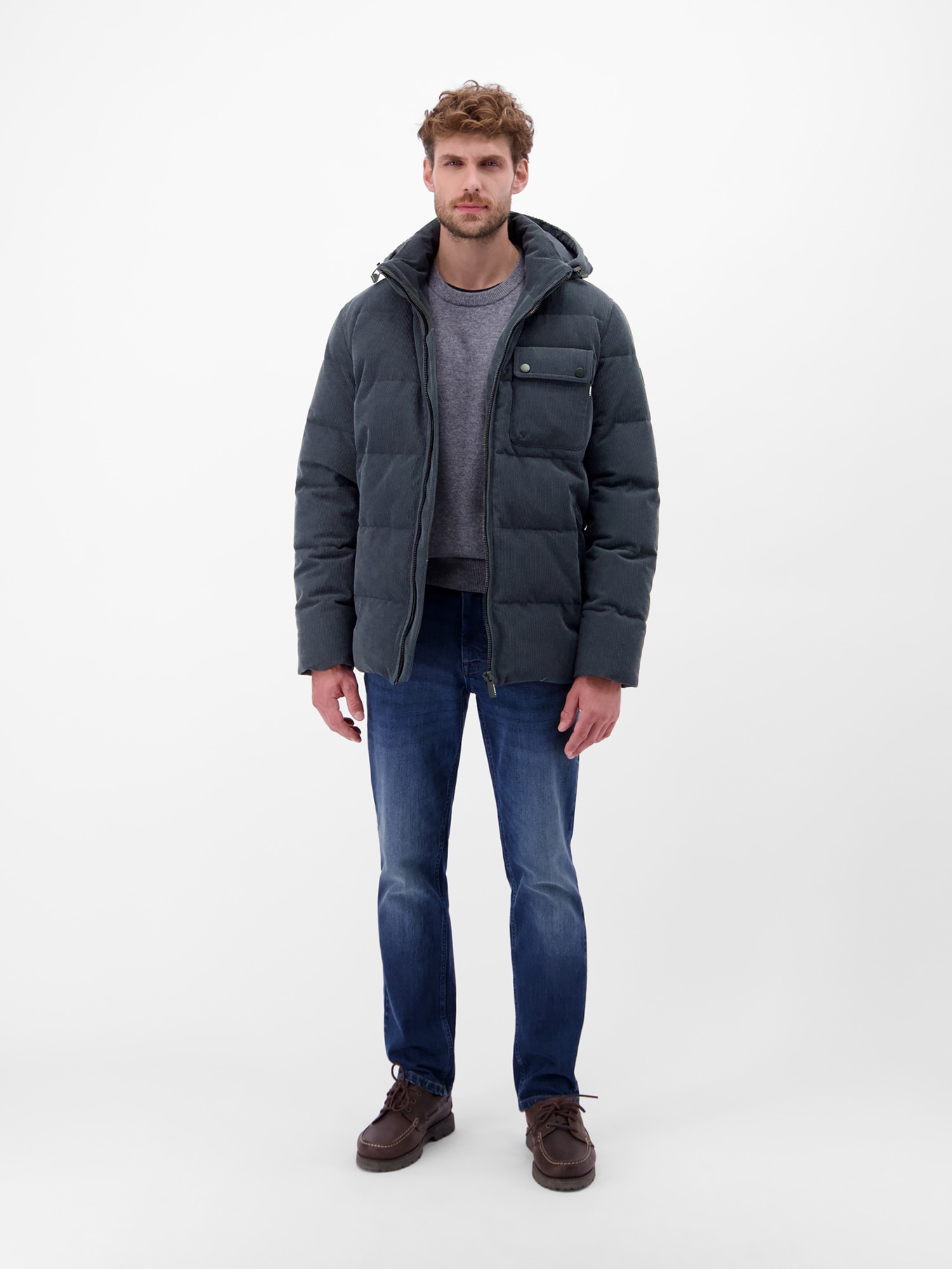 LERROS Veste d'hiver »Herren Steppjacke in funktionaler Cord-Optik« mit Kapuze