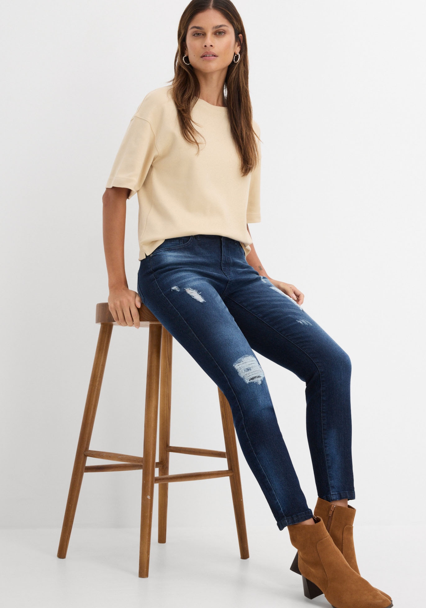 bonprix Jeans skinny 1 pièces Skinny-fit, mit Destroy-Effekten, in vielen Grössen erhältlich