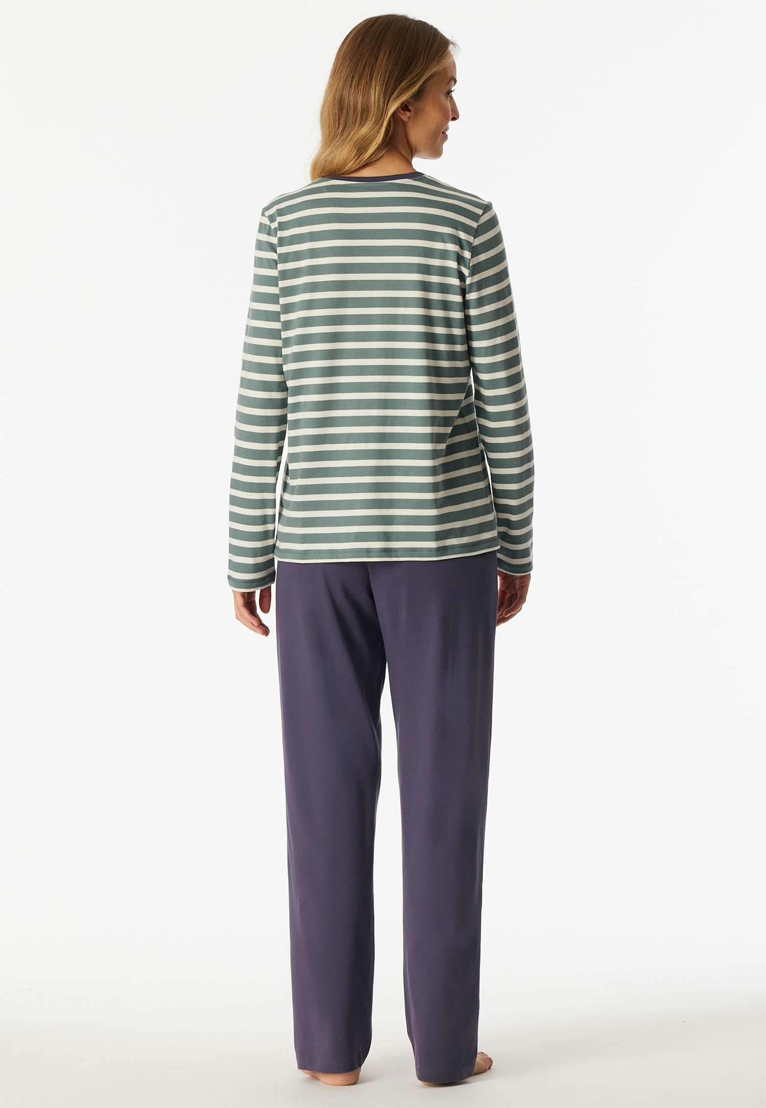 Schiesser Pyjama »Casual Essentials« 2 cuis tlg., Baumwolle, V-Ausschnitt, langärmelig