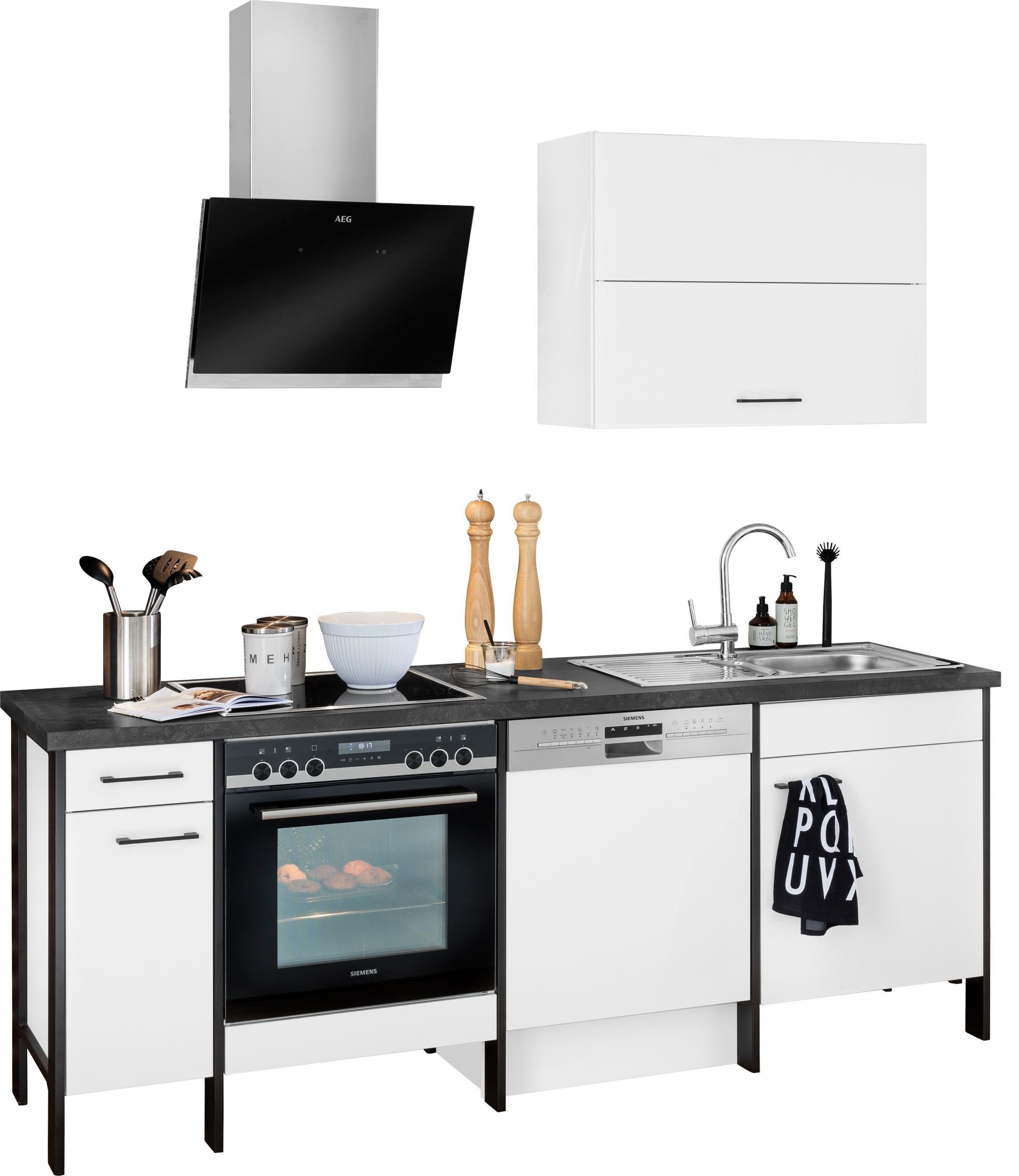 Image of OPTIFIT Küchenzeile »Tokio«, ohne E-Geräte, Breite 224 cm, mit Stahlgestell, mit Vollauszügen bei Ackermann Versand Schweiz