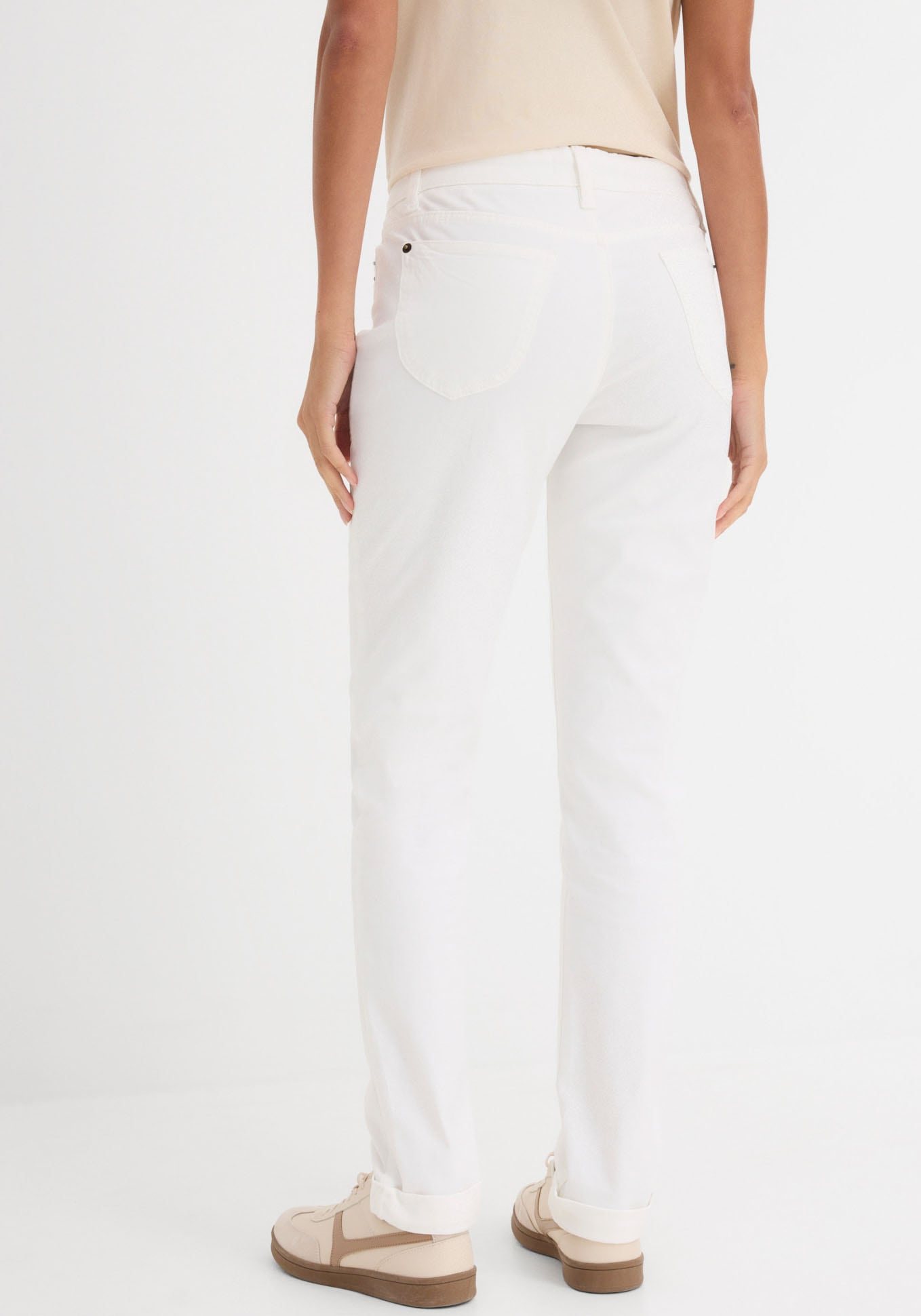 bonprix Straight-Jeans »Straight Jeans Mid Waist, Stretch« Regular Fit, mit Aufschlag, im Five-Pocket-Style