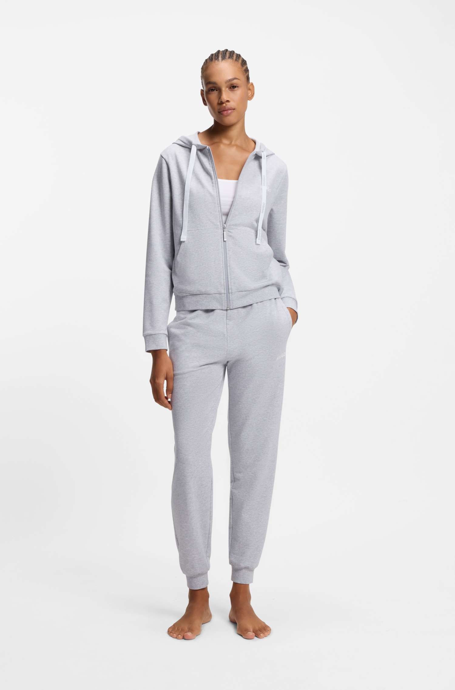 HUGO Underwear Veste sweat Kapuze, Reissverschluss, gerade geschnitten