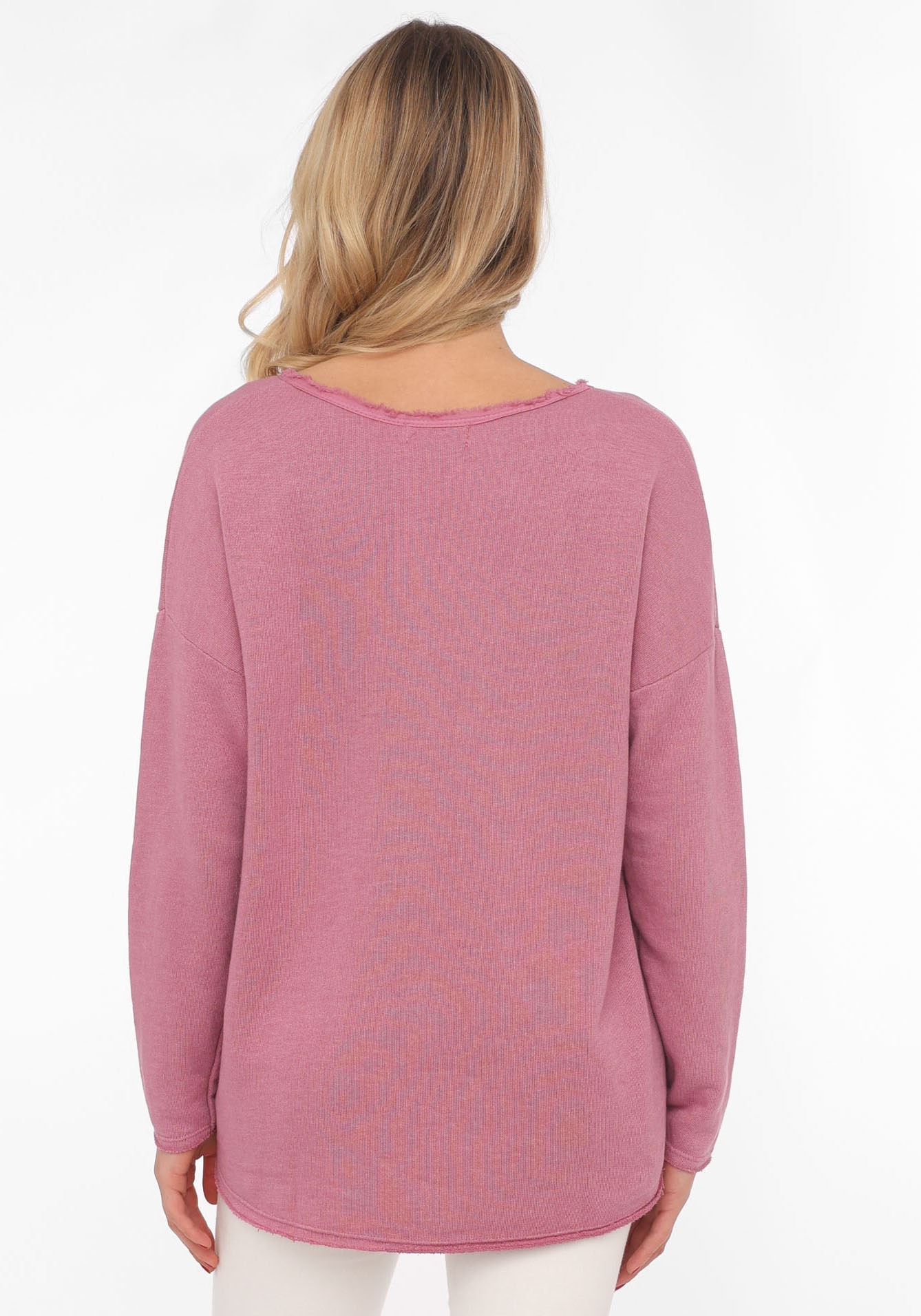 Zwillingsherz Sweatshirt »"Positive Mind"«, Mit V-Ausschnitt im Used Look und Stempeldruck