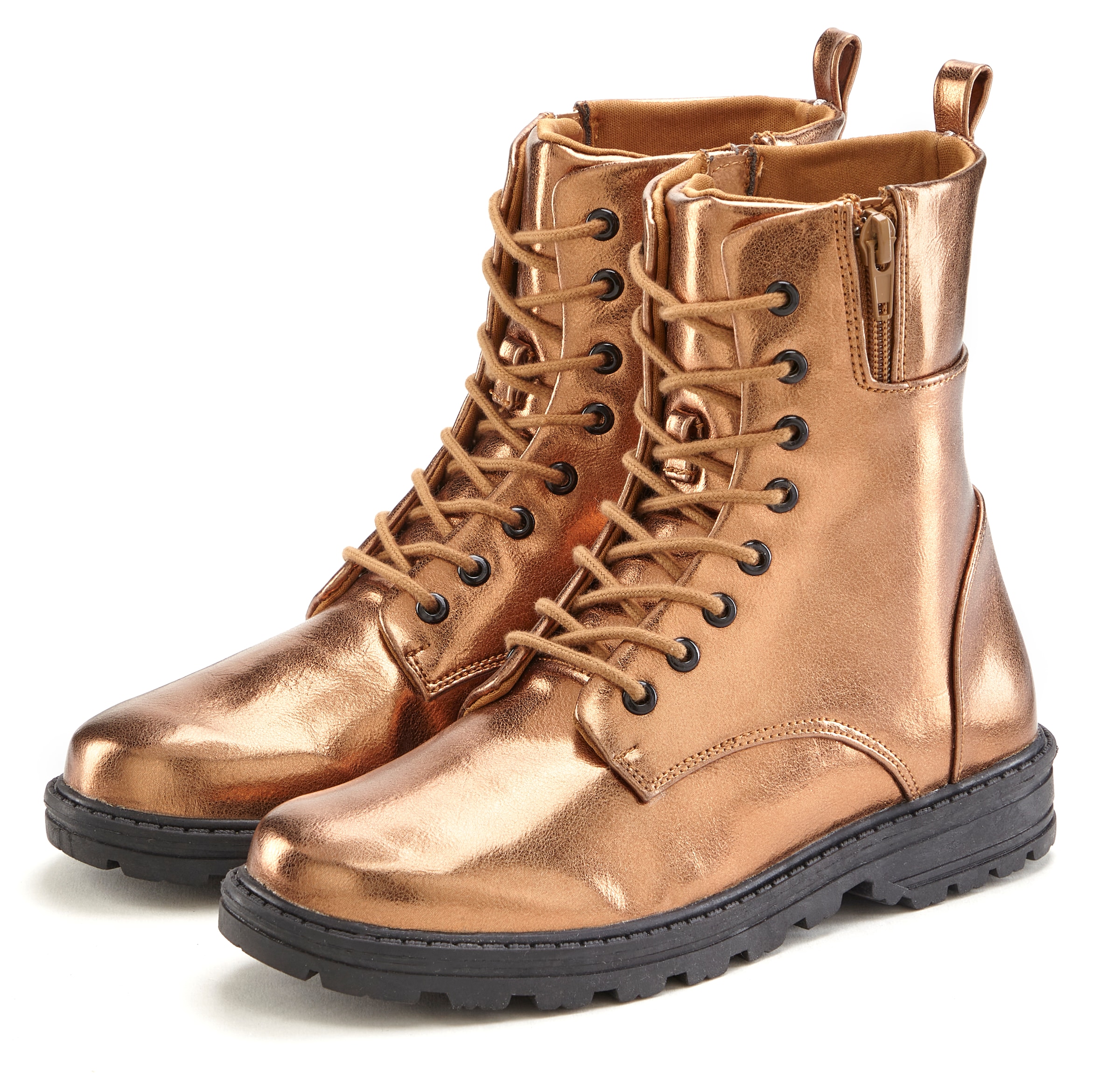 Image of LASCANA Stiefelette "Herbststiefelette, Boots, Stiefel," im angesagten Metallic-Look VEGAN