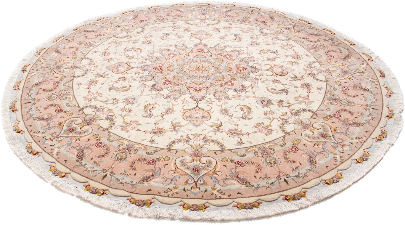 Image of morgenland Orientteppich »Perser - Täbriz - Royal rund - 208 x 208 cm - beige«, rund, 7 mm Höhe, Wohnzimmer, Handgeknüpft, Einzelstück mit Zertifikat bei Ackermann Versand Schweiz