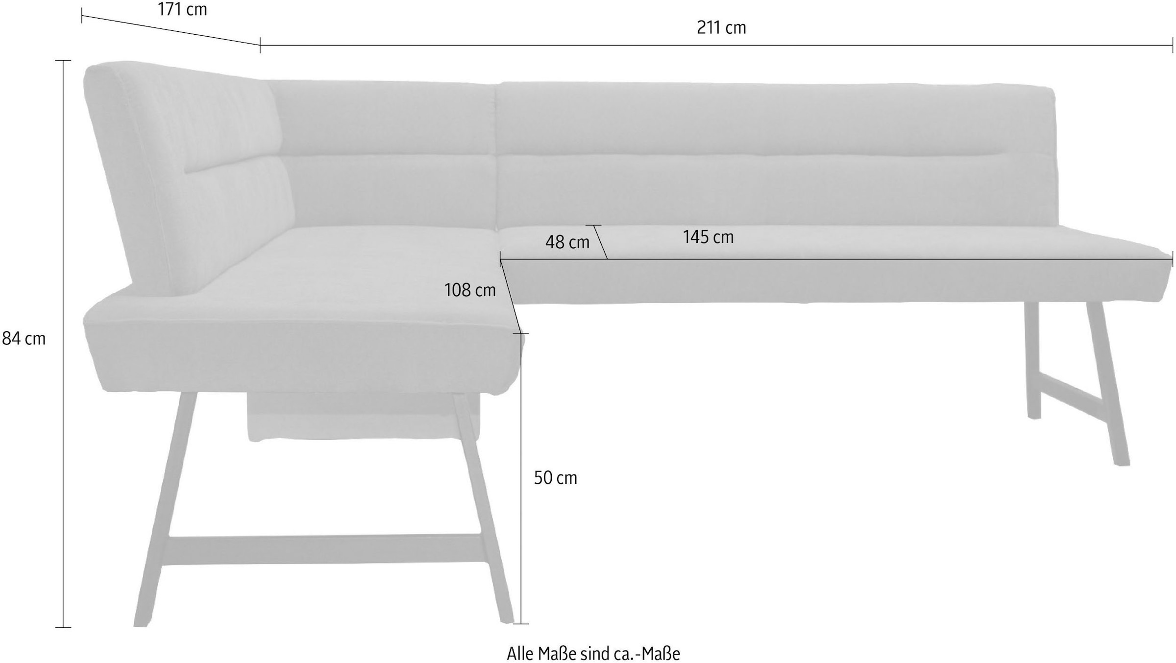 GOODproduct Ensemble de bancs d'angle »Sava« Ensemble, 4 cuis tlg. Eckbank mit Wellenfederung im Sitz, Tisch Massiv Eiche