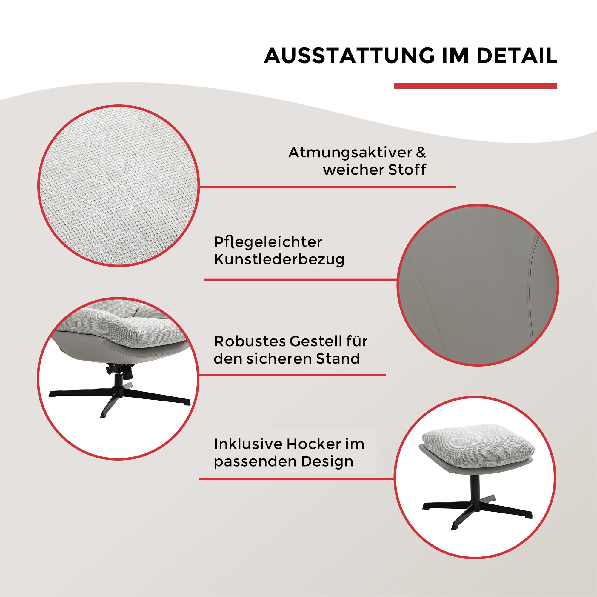 Duo Collection Fauteuil de relaxation »Tolox mit Hocker« avec fonction bascule incluse